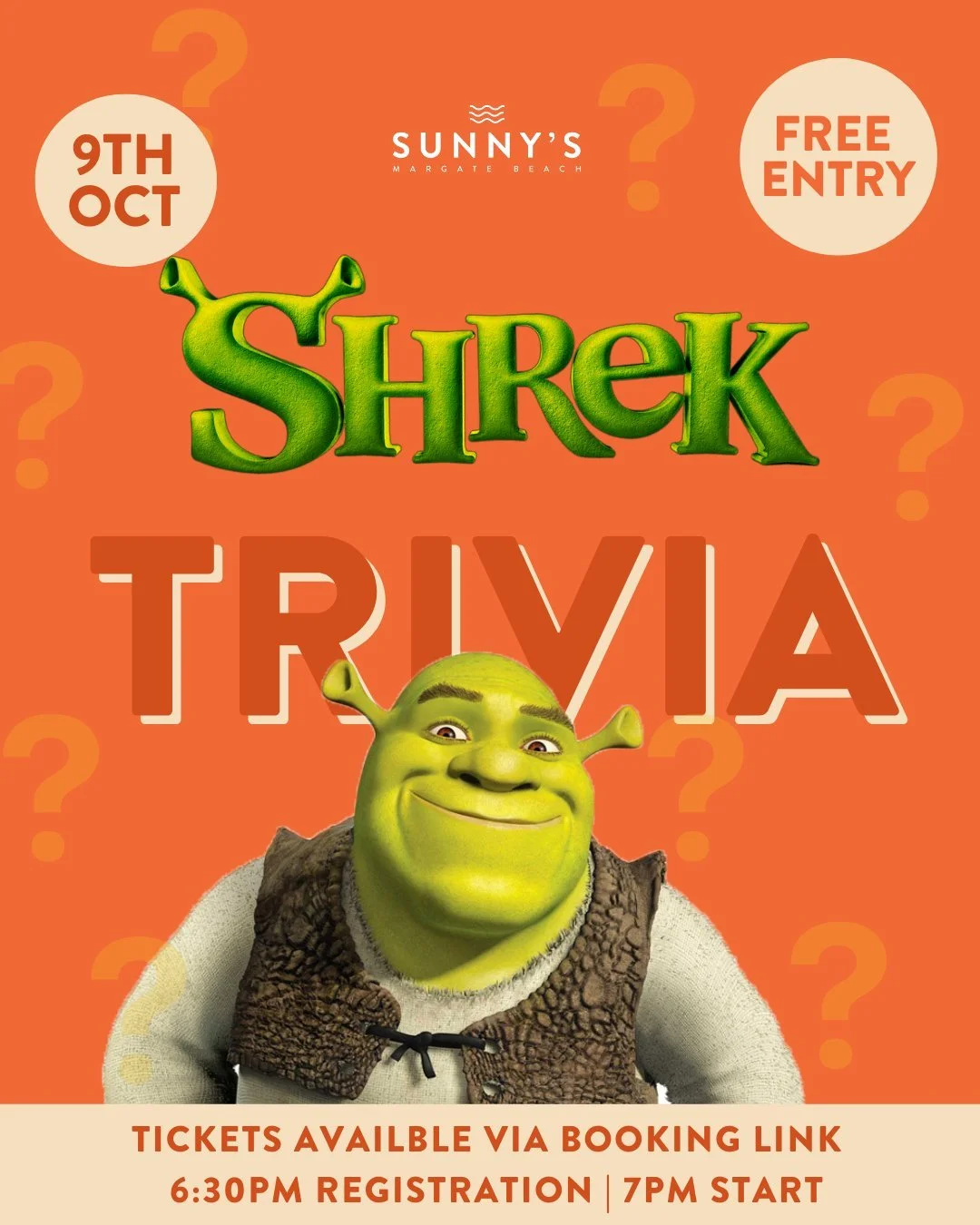 WHAT ARE YOU DOING IN MY SWAMP?! 🧅🐸

Get ready for a Shrek-themed night of laughs, games, and trivia at Sunny&rsquo;s Margate Beach! 🎉✨

We&rsquo;ve teamed up with Australia&rsquo;s trivia experts, Grape Vine Events, to bring you a bigger, better 