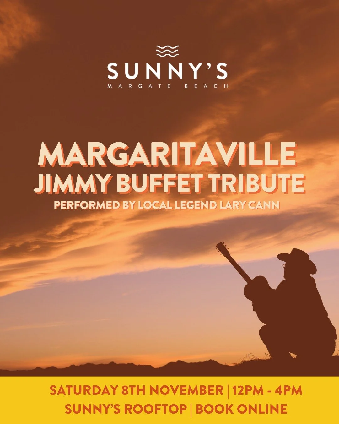 Join us on Sunny’s Rooftop for a laid-back afternoon of great tunes, sunshine, and margaritas as we celebrate the sounds of Jimmy Buffett! 🎶🌴
Sip on our range of margarita options while enjoying an incredible live performance by local countr