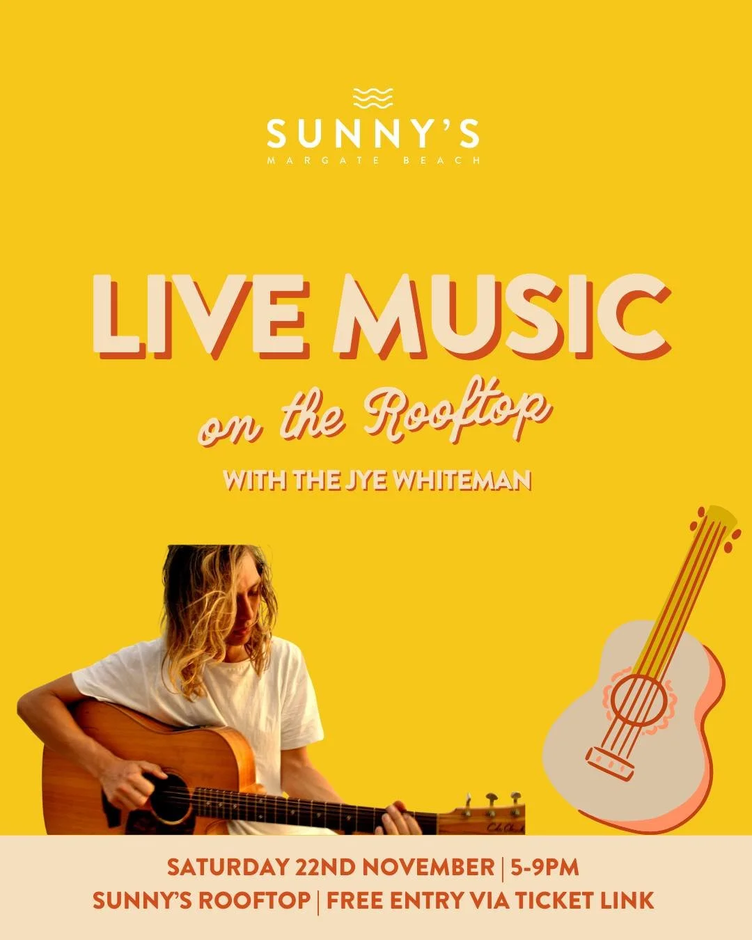 Rooftop Live Music Session at Sunny&rsquo;s! 🎶🌞

This weekend we welcome Jye Whiteman to Sunny&rsquo;s Rooftop for the perfect afternoon rolling into a golden hour session you won&rsquo;t want to miss.

Sip fresh cocktails, soak up the sunshine and