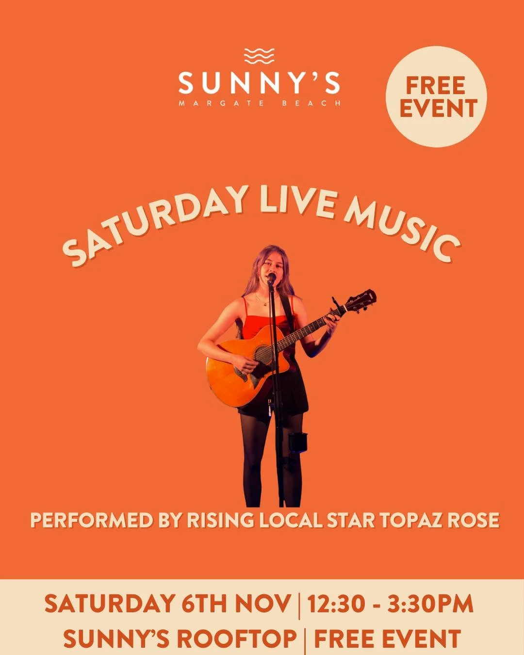 Spend your Saturday afternoon soaking up the sunshine, cocktails and smooth live tunes on Sunny&rsquo;s Rooftop! 🍹✨

🎤 Live Performance by Topaz Rose
From 12:30 pm to 3:30 pm, enjoy Topaz&rsquo;s soulful vocals and irresistible talent that&rsquo;s 