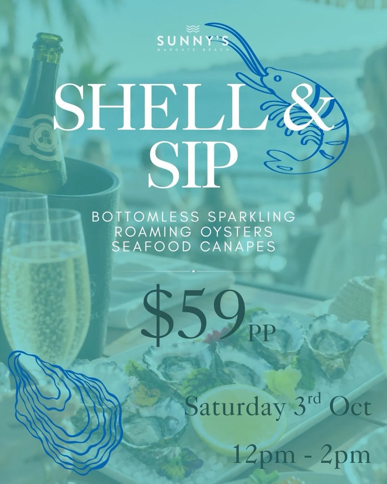 🦪🥂 Our next event, Shell &amp; Sip is here! 

Fresh roaming oysters, seafood canap&eacute;s and 2 hours of bottomless sparkling, all enjoyed with waterfront views over Moreton Bay.

Gather your friends, raise a glass and settle in for an afternoon 
