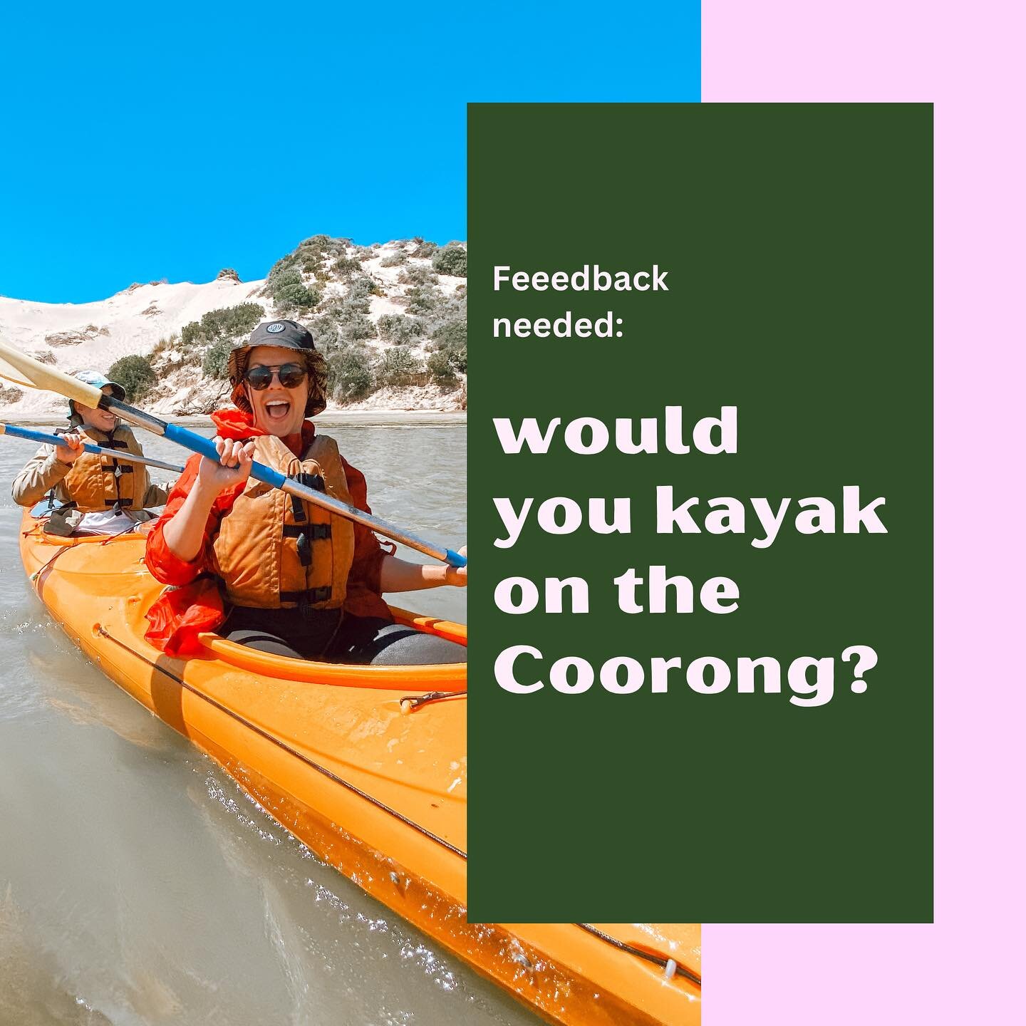 🙏I need your help! I&rsquo;ve been wondering whether or not to keep offering our women&rsquo;s Coorong kayaking day trips and/ or women&rsquo;s overnight Coorong kayaking expeditions. 🛶

The Coorong is a stunning area of natural beauty, with shelte