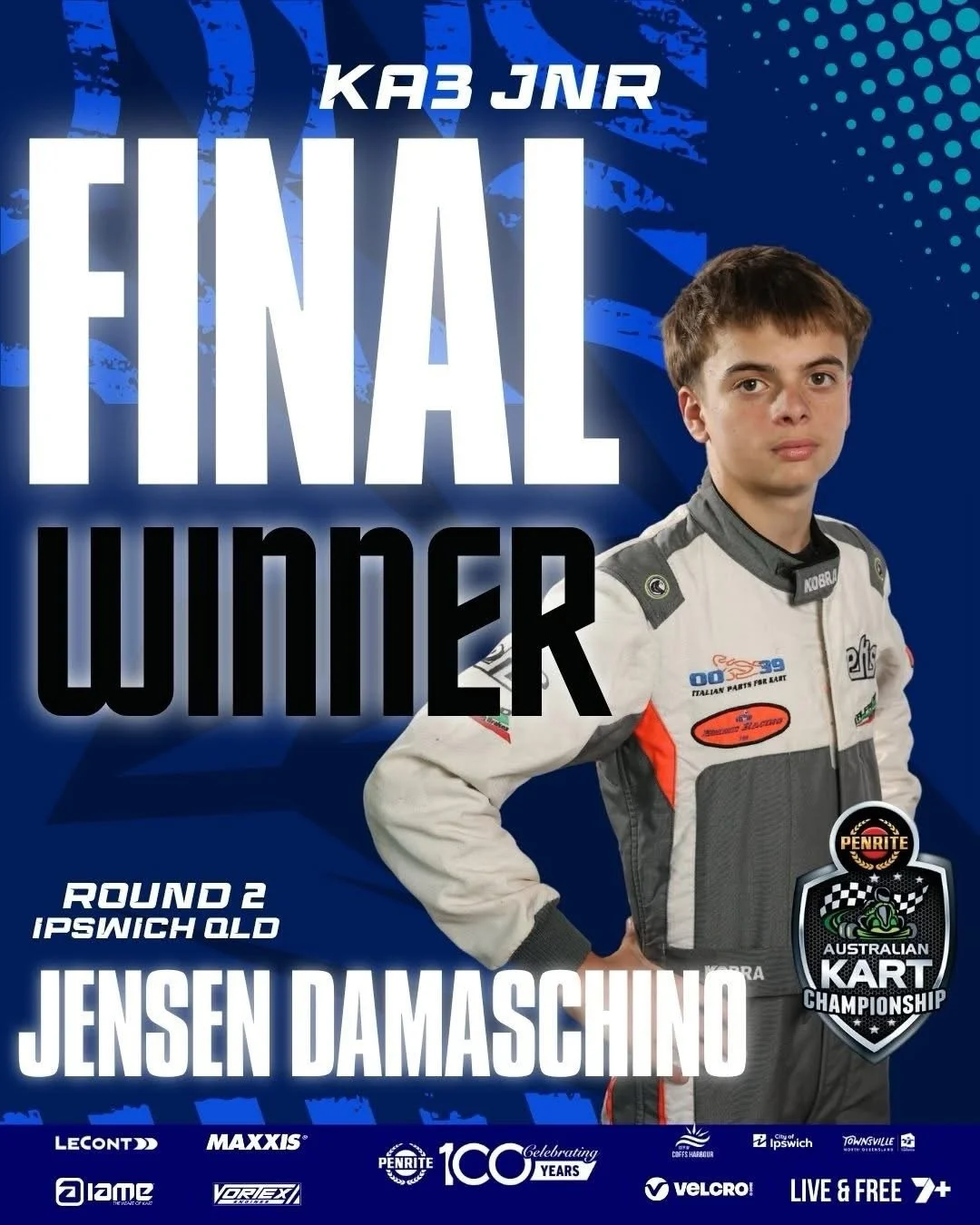 🦅 🏆 EKS Condor taking the Final win in KA3 Junior at Rd 2 of @australiankartchampionship 

Great work @jensen_damaschino_motorsport32 
CC RACING 
@officialjgr_ 
@alphamotorsportau 

#motorsport #karting #fortheloveofkarting #ekskart #alphamotorspor