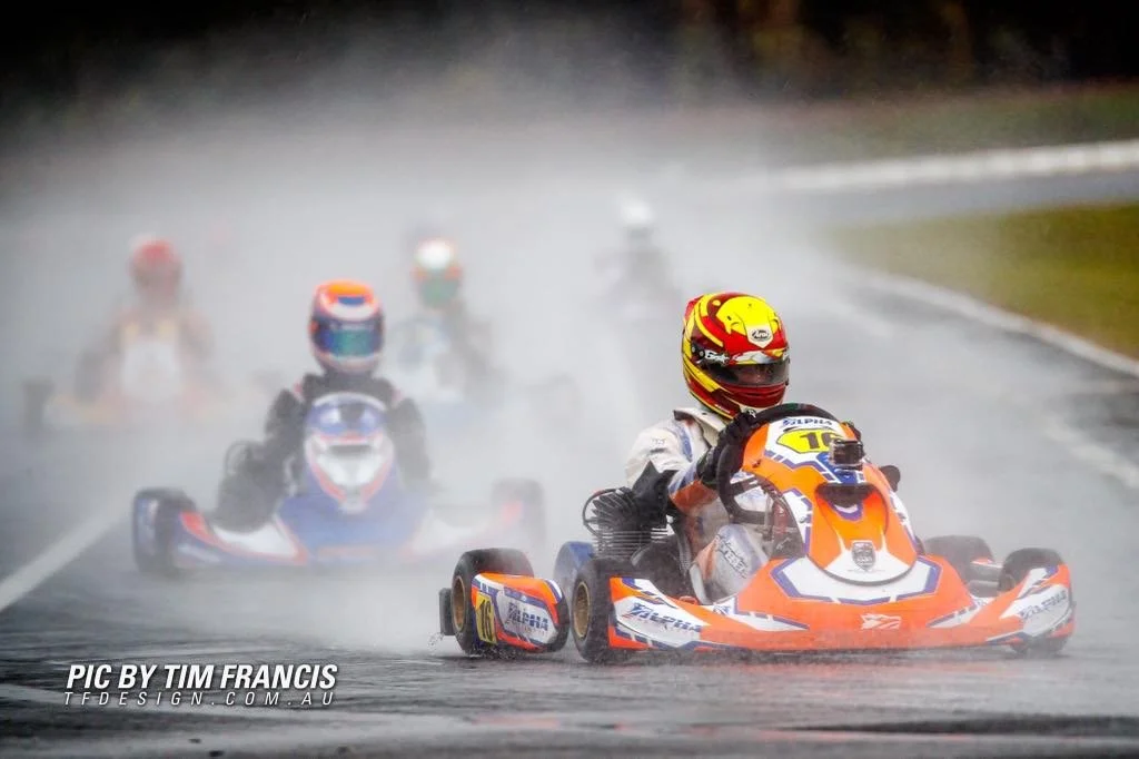 EKS kart racing in wet conditions