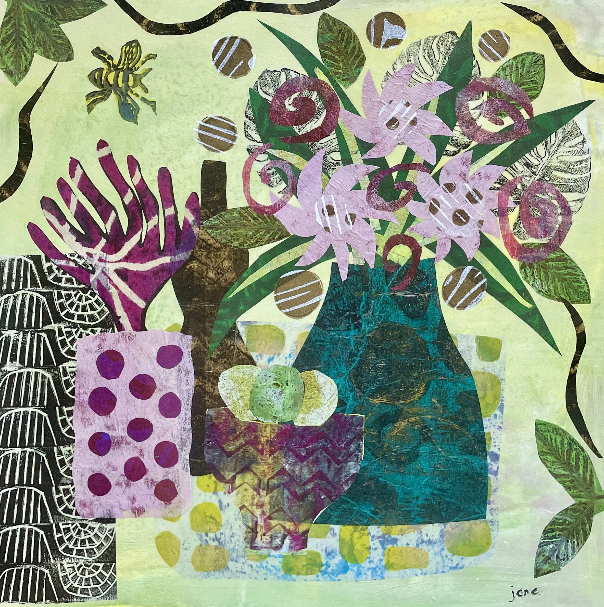 Still Life Pink and Yellow Greetings Card