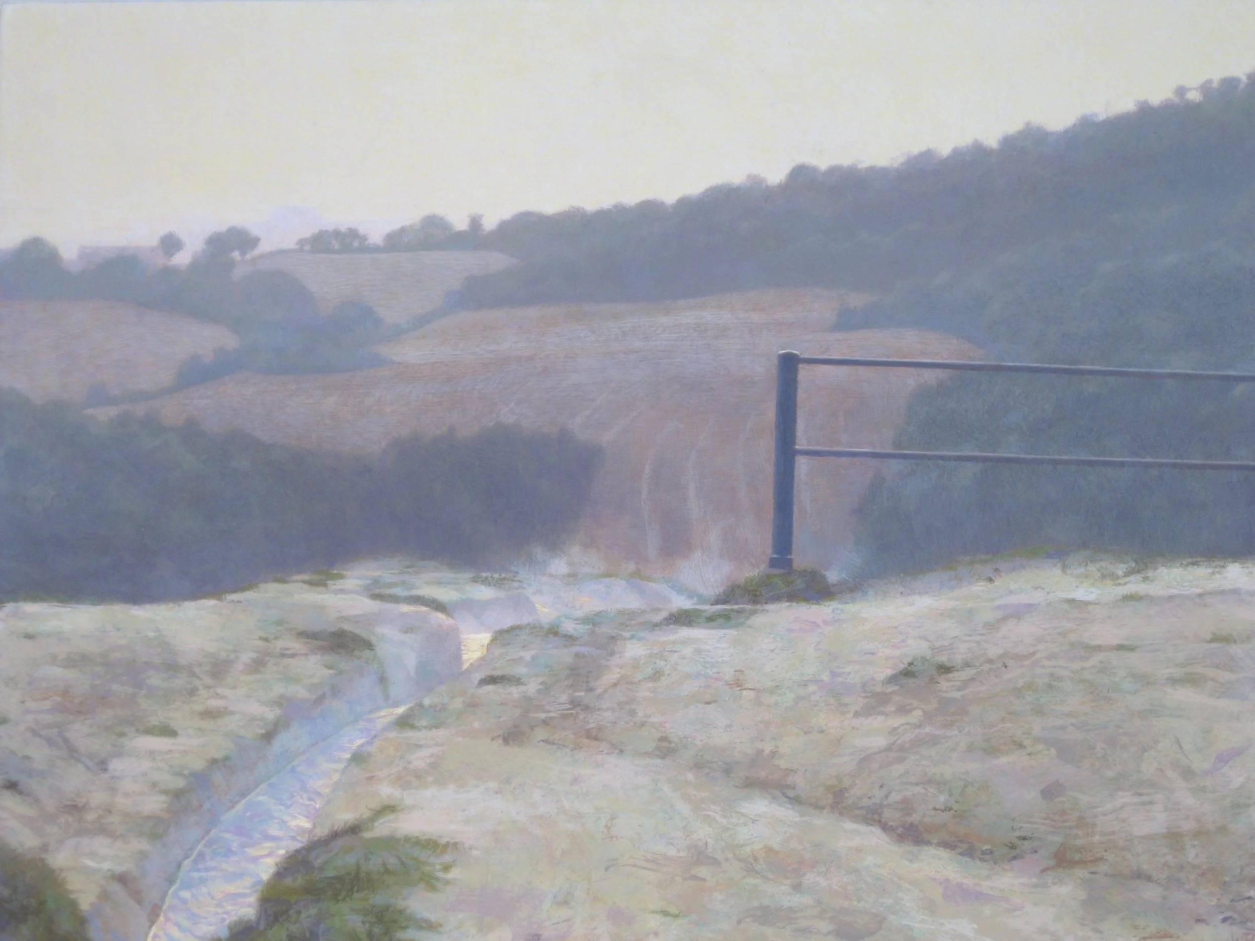 'Thermal Water Chute At Dawn, Bagno Vignoni'
  Egg Tempera On Gesso Panel, 2012  
 26 x 35cm (With frame 47 x 56 cm) 
 £925 