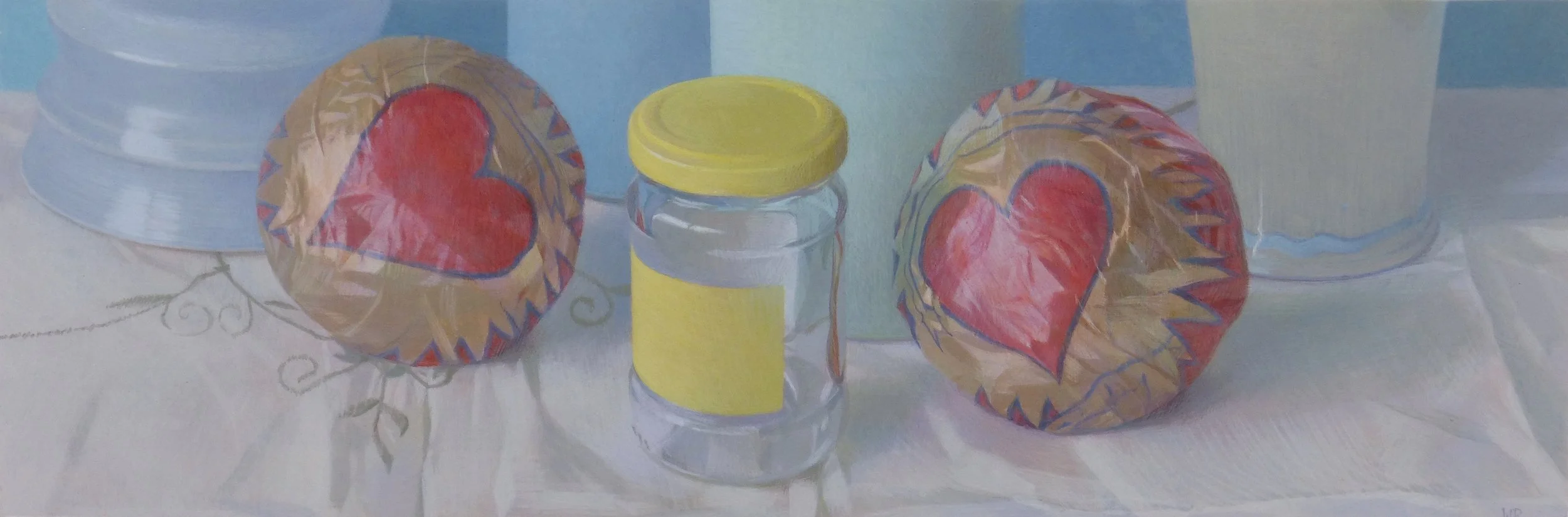 'Blood Oranges With Vessels'
  Egg Tempera On Gesso Panel, 2014  
 14 x 42cm (With frame 36 x 64 cm) 
 £925 