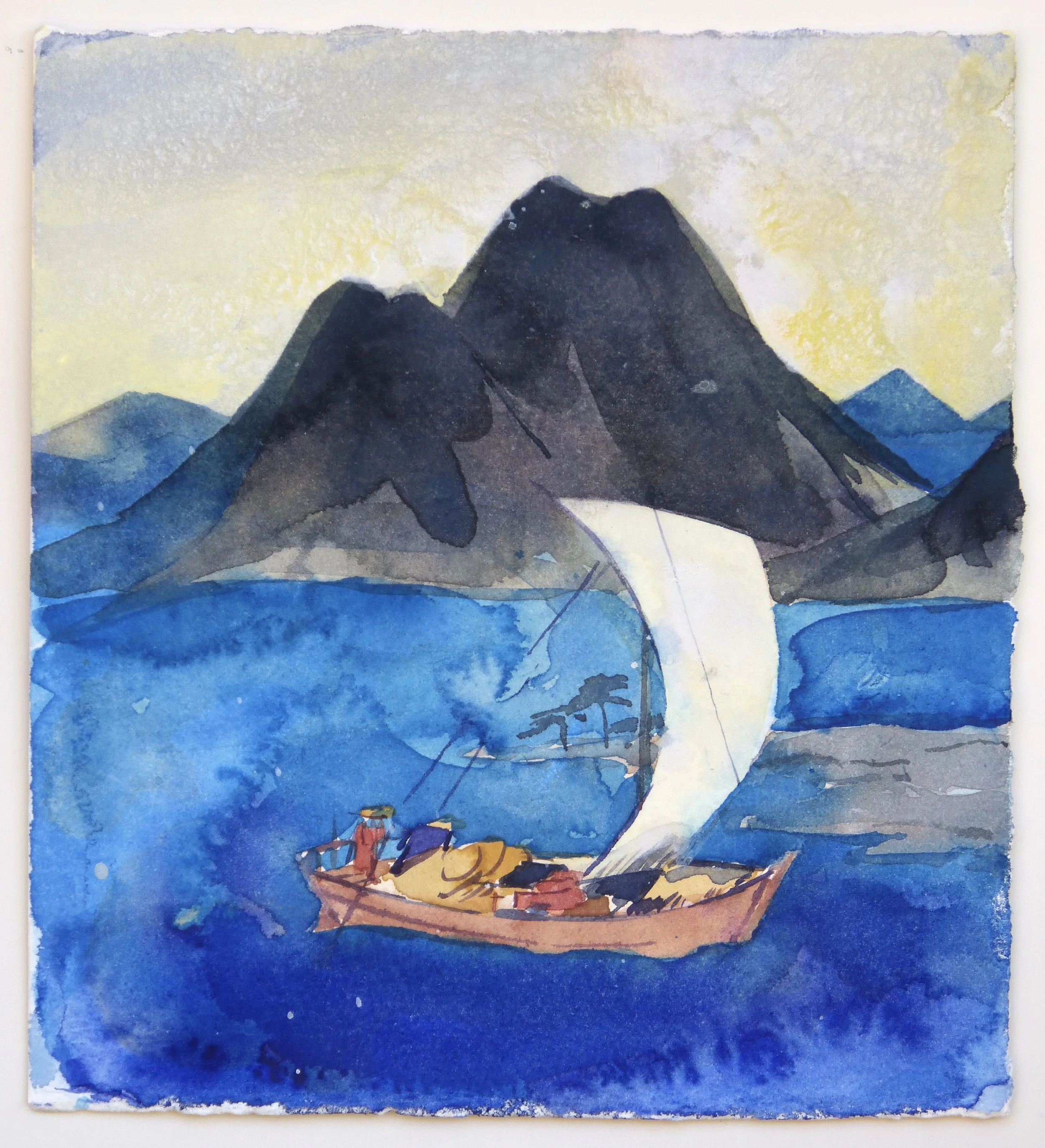 'Evening Ferry, after Hiroshige' 
  18 x 17 cm 