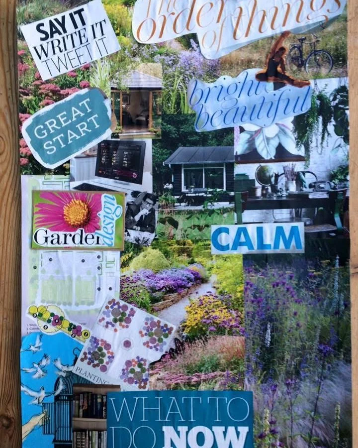 Eight years ago, I made this vision board.
At the time I was still a full-time gardener, with a head full of ideas and a slightly terrifying dream to move into garden design.
I&rsquo;d forgotten about it&hellip; and looking at it now, I&rsquo;m amaze