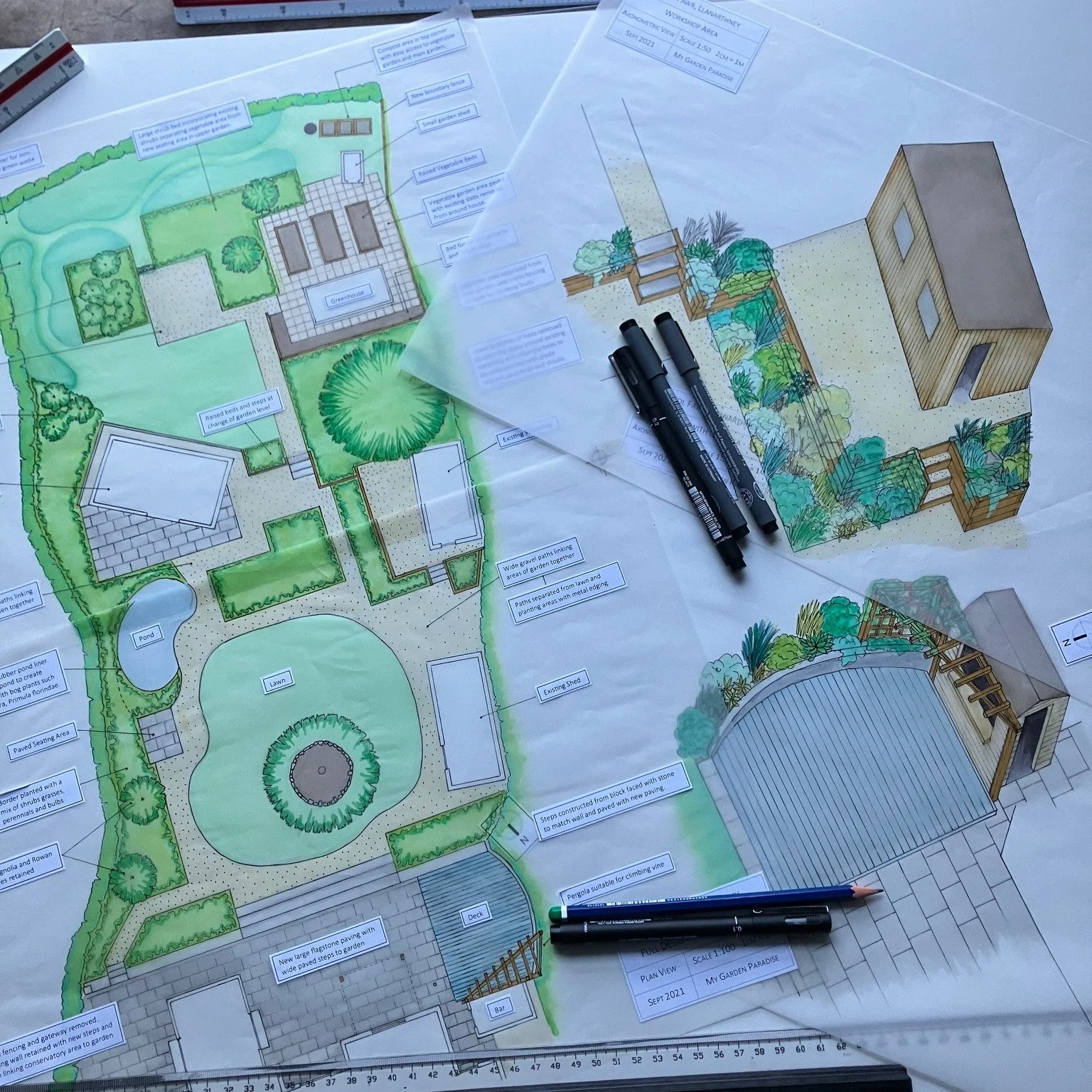 I&rsquo;ve spent the last couple of days sorting through and archiving old designs, making space for what&rsquo;s next.
This one is from a few years ago, and the drawings though printed for the client were never scanned, so these original drawings on