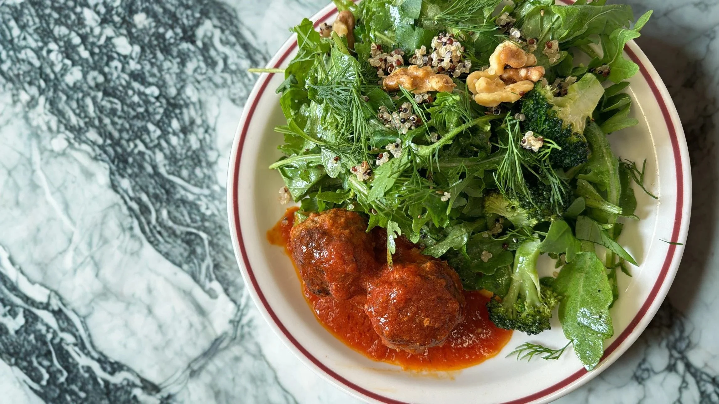 CHICKEN KABOBS + CLC KALE SALAD WITH MEATBALLS