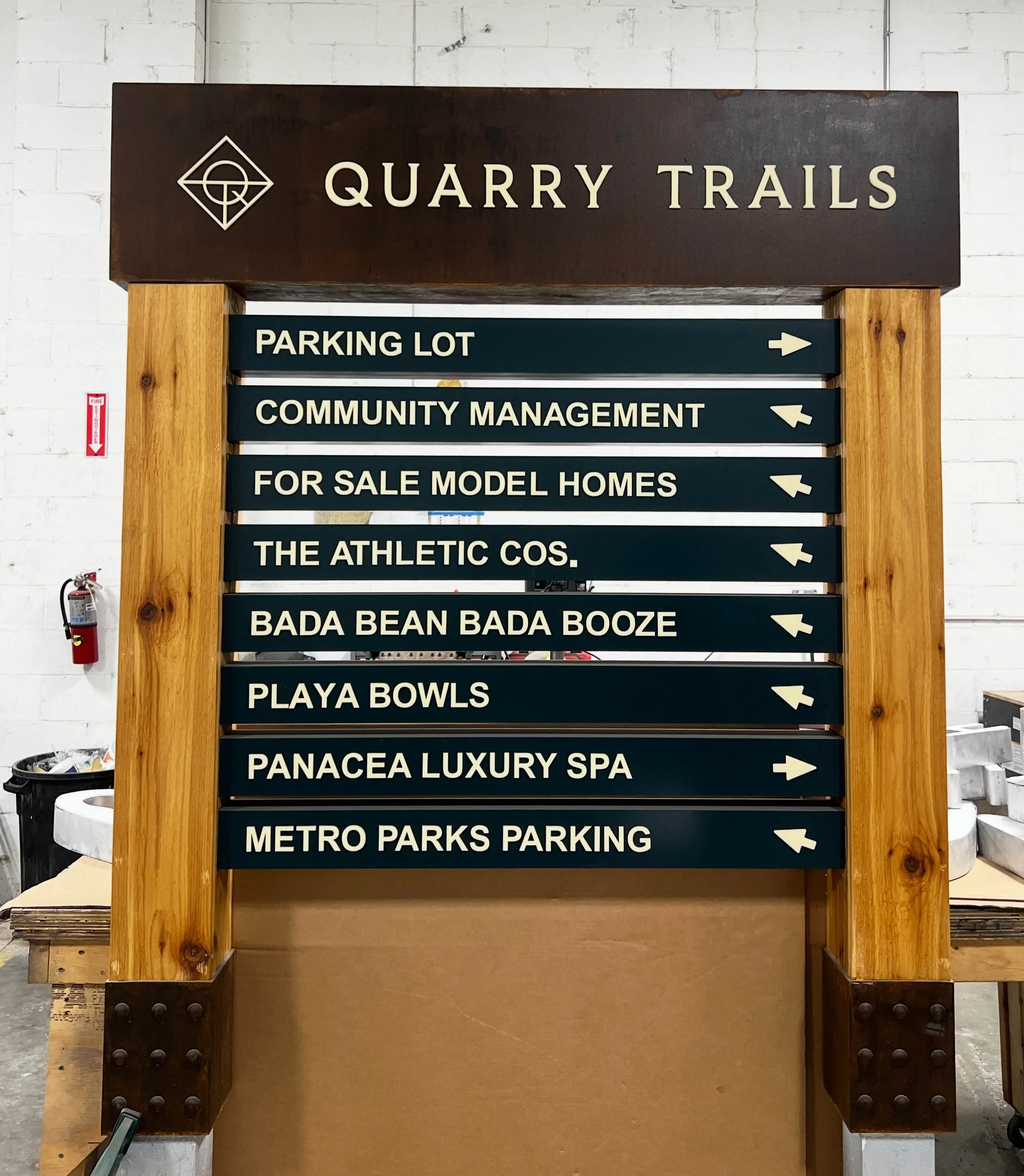 Monument sign in Quarry Trails Apartment Complex in Columbus, Ohio