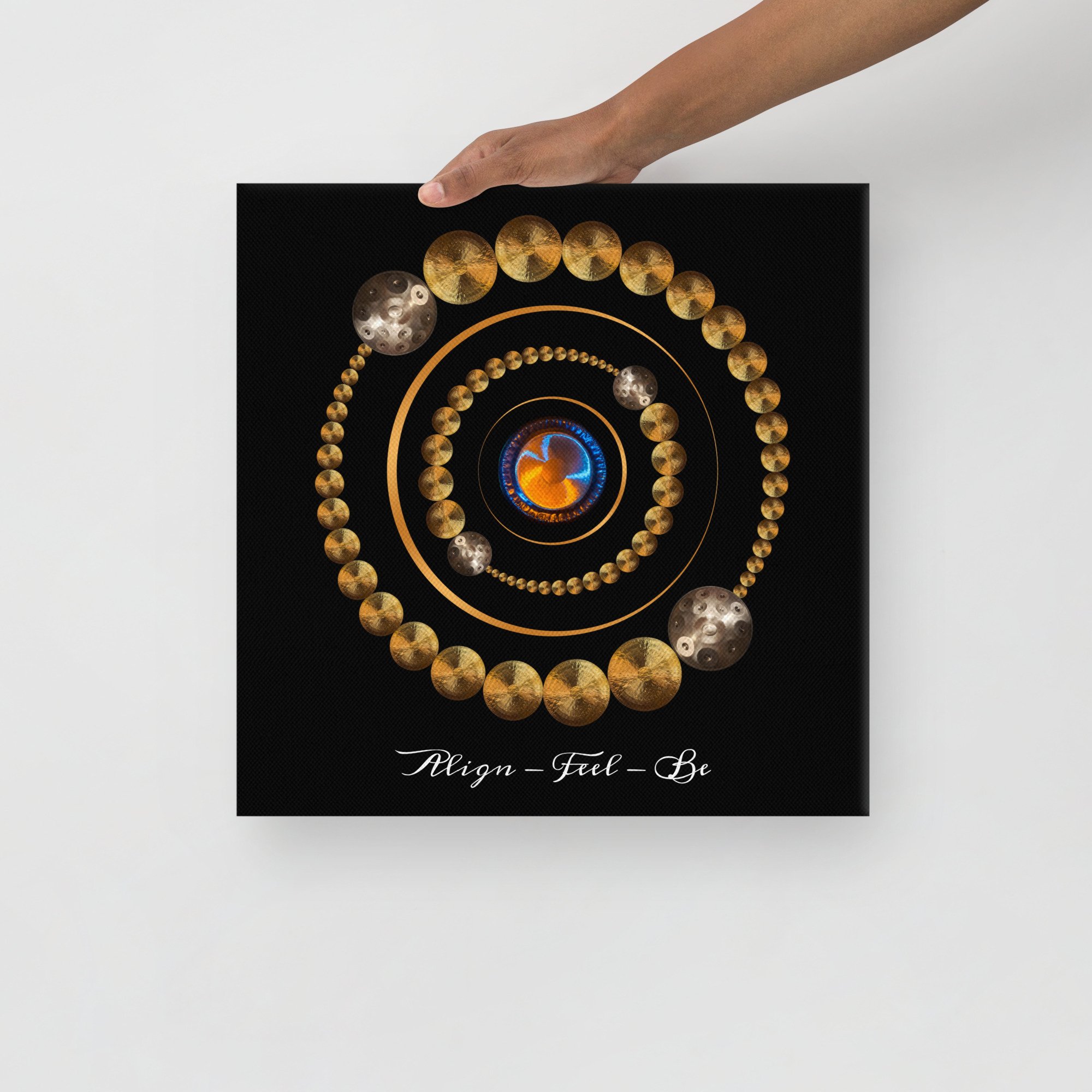 Display of Canvas print wall art Align - Feel - Be - 16 x 16"