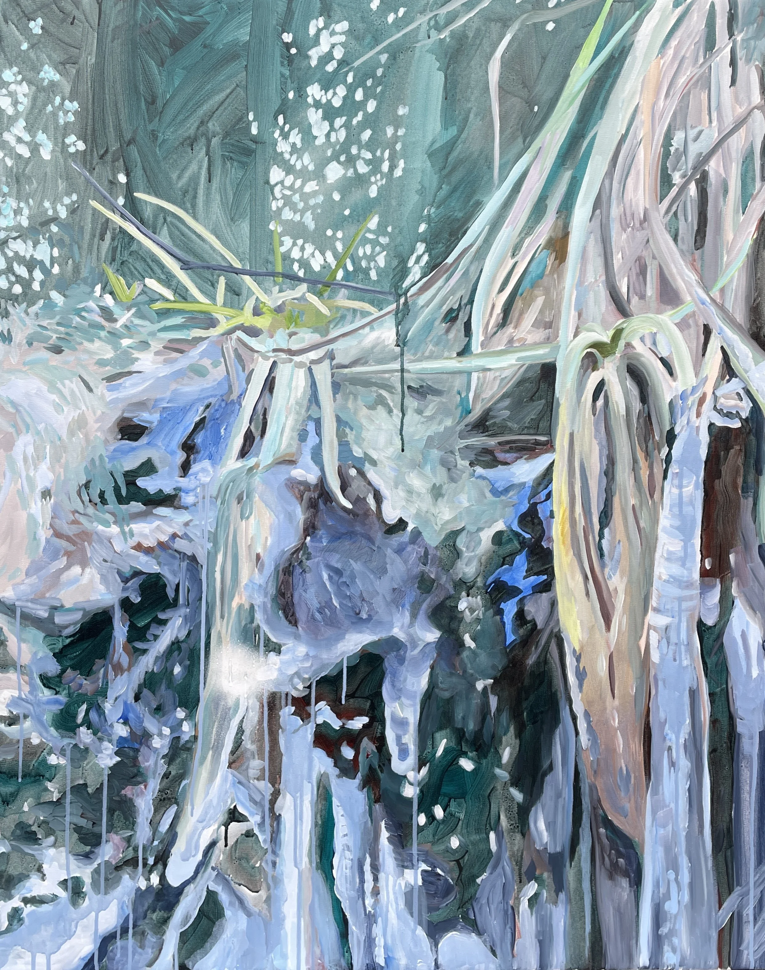 "Enchanted Forest", akryl på lerret, 80 x 100 cm, 2024.