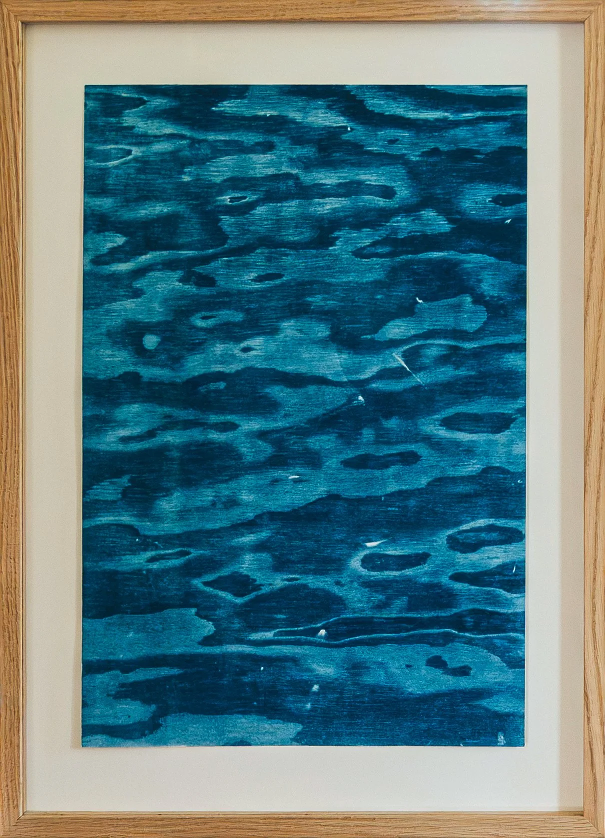 Flytande (2026),  Høgtrykk, tresnitt, Opplag: 1/1, unikt trykk, 30,5 x 45,5 cm.