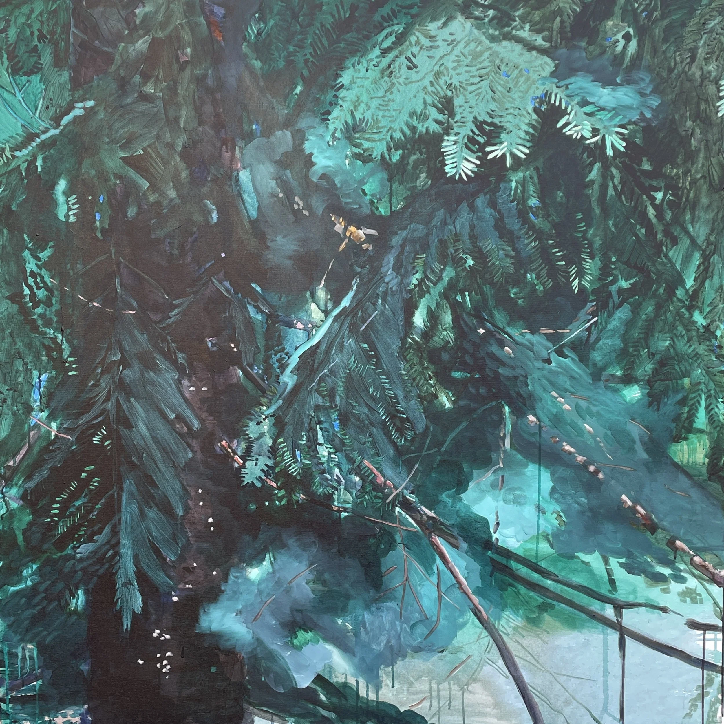 "Whose woods these are I think I know", akryl på lerret, 120 x 120 cm, 2025