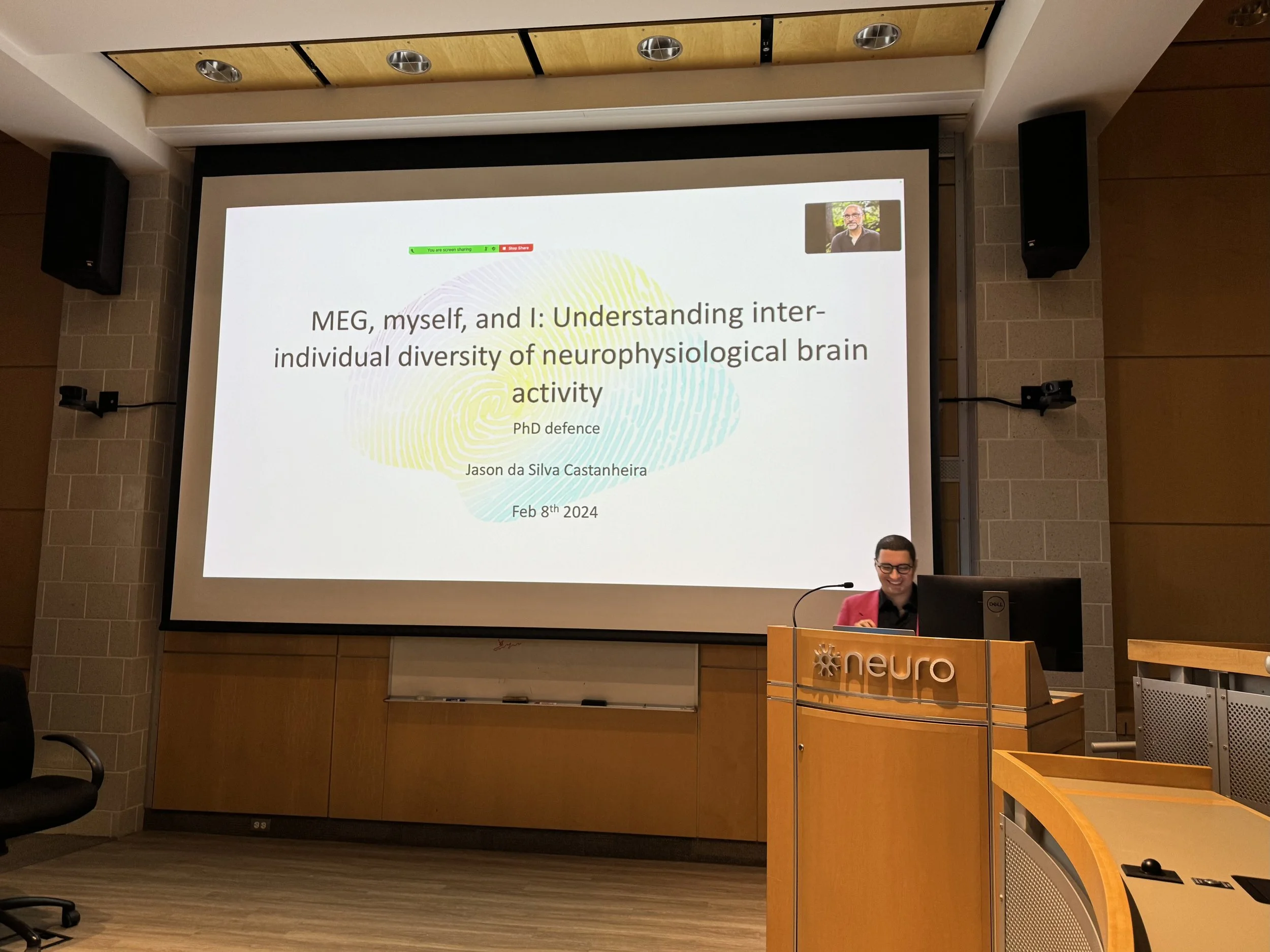 Jason da Silva Castanheira defending his PhD thesis at McGill University.