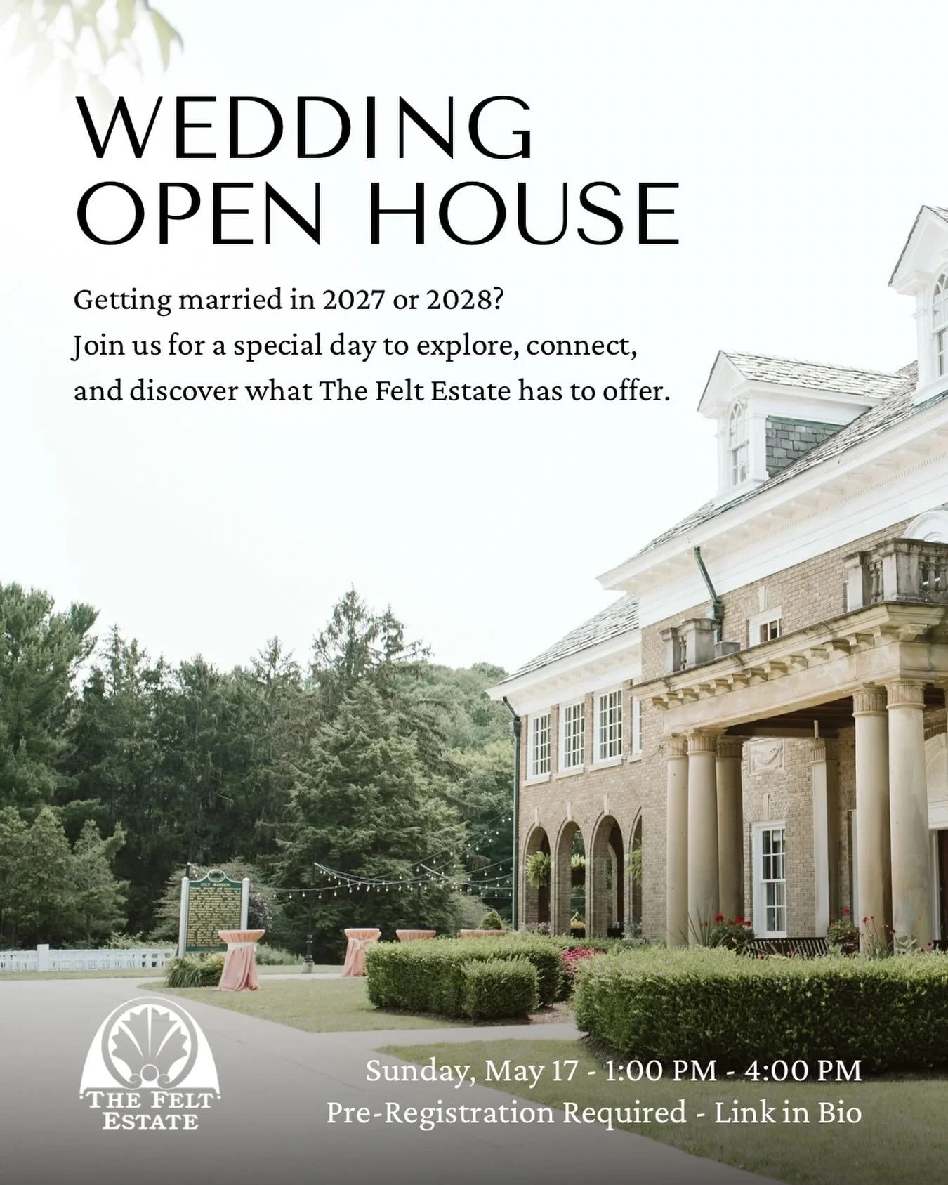 Are you planning a wedding in 2027 or 2028 and still searching for your wedding venue? We&rsquo;d love for you to spend an afternoon with us!

Come walk the grounds, see the locations where ceremonies and receptions come to life to get a real feel fo