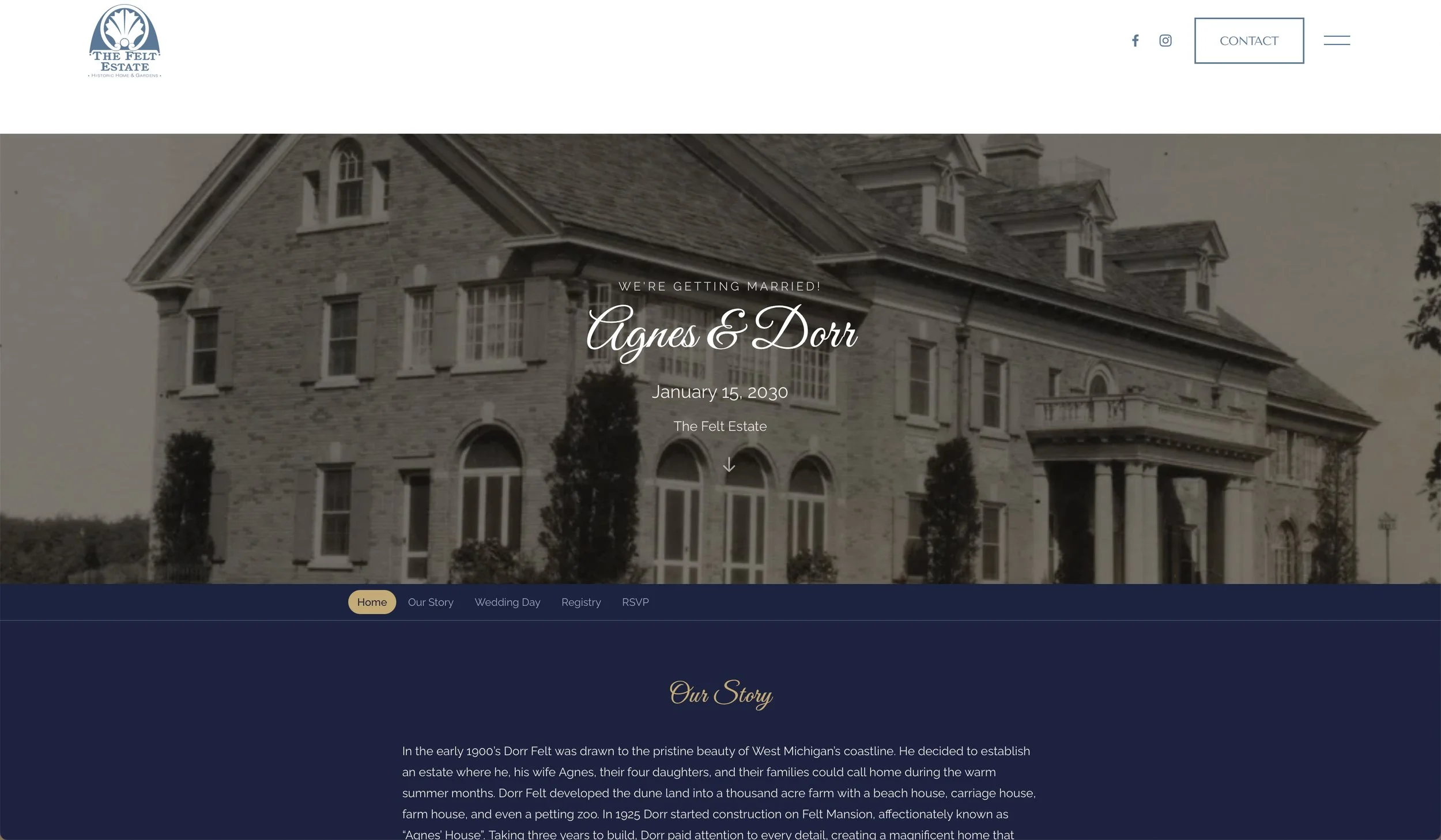 free wedding website example from Saugatuck wedding venue
