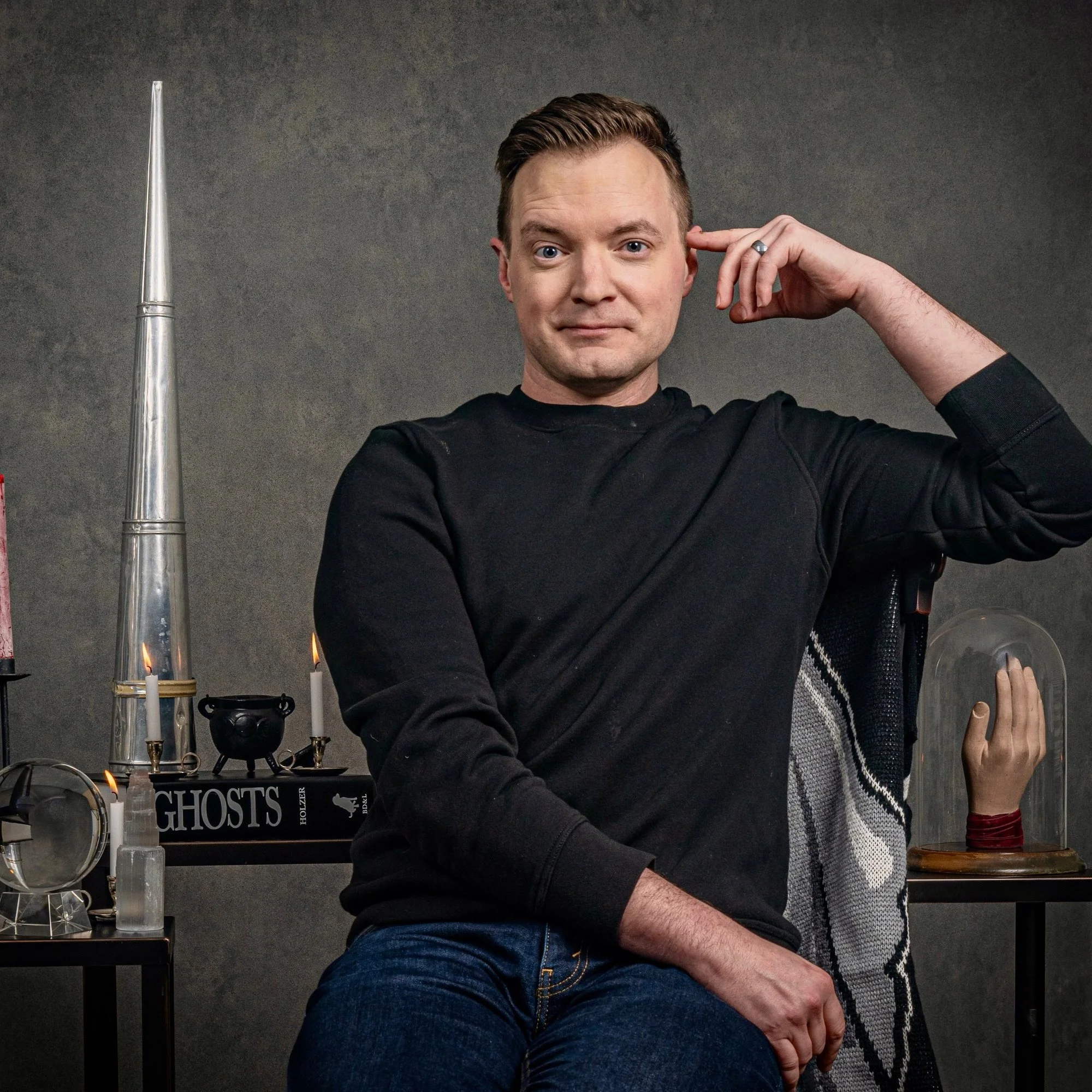 Adam Berry portrait for paranormal investigation at Felt Mansion in Holland, Michigan