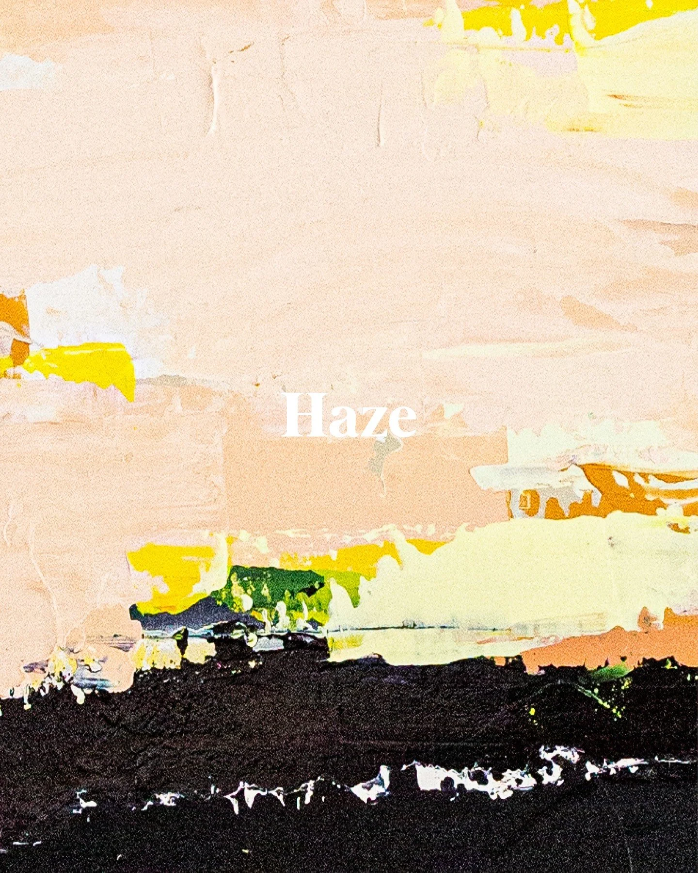 HAZE
Acrylic on canvas, framed in white wood
40 &times; 40cm
Warm air, still and shimmering.
A land untouched, radiating quiet heat.
New colours unfold, a horizon both ancient and unknown.

On show and available to purchase at @artforyouthlondon all 