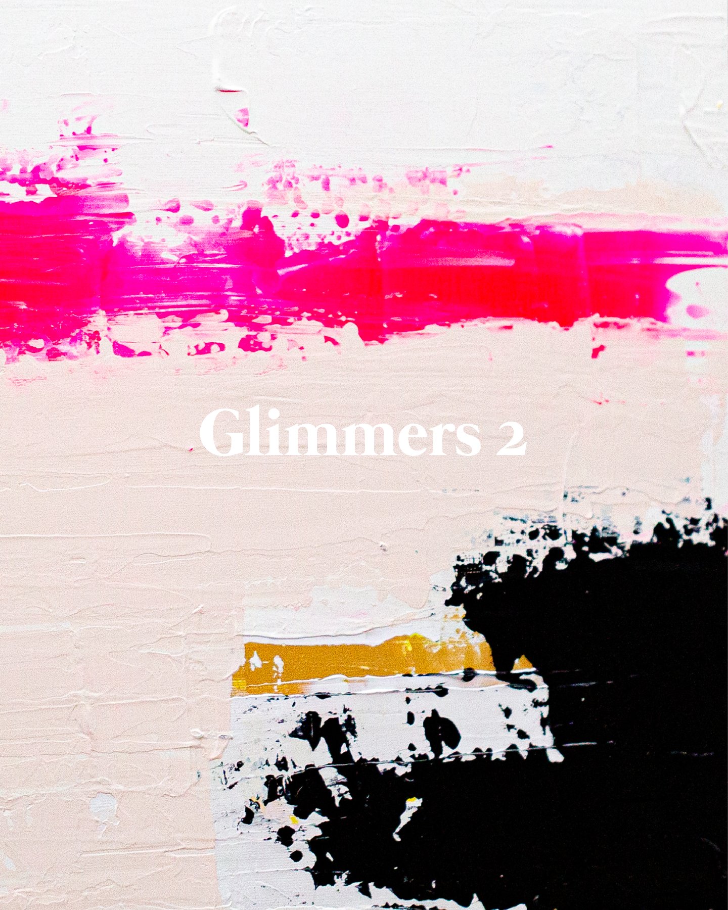 GLIMMERS
Acrylic on canvas, framed in white wood
46 &times; 61cm 
Love everywhere, rising like the music.
Joy swelling in the air, a heartbeat shared.
Drunk on wonder, kindness, and connection.

On show and available to purchase at @artforyouthlondon