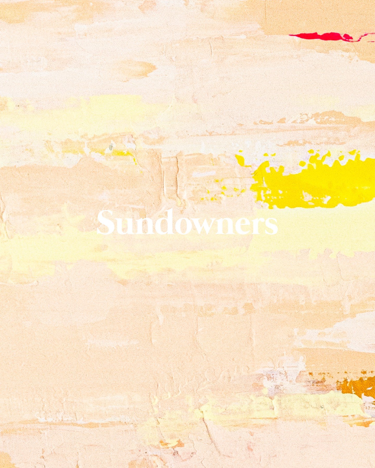 SUNDOWNERS
Acrylic on canvas, framed in white wood
60 &times; 42cm 
The day exhales.
Skin salty, hearts open.
Heat fades, the sky softens, connection found in silence and sand.

On show and available to purchase at @artforyouthlondon all this week.

