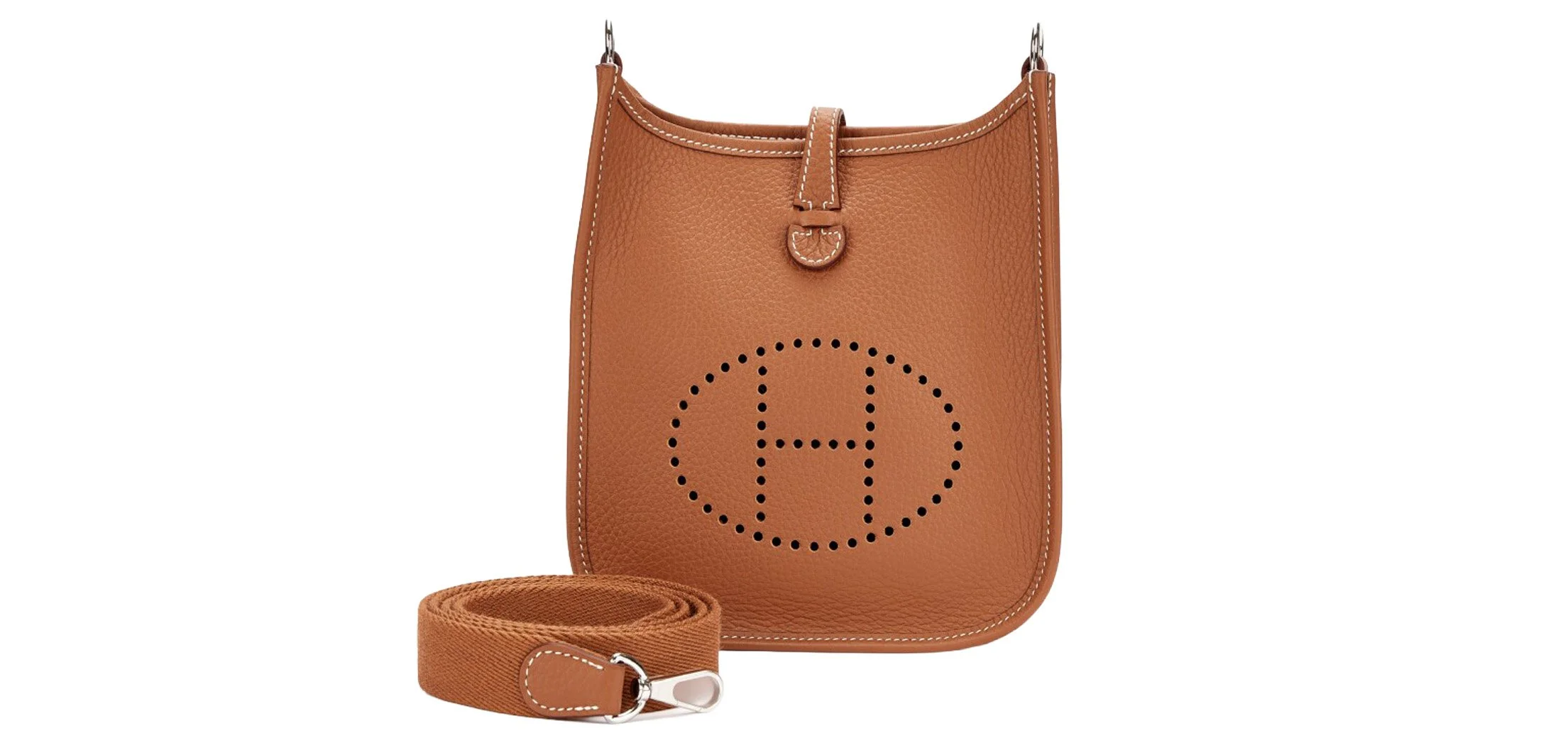 Get Hermes Raffle Tickets for $50.00 each and a chance to win a Gold Hermes Evelyne 15 (Mini) in Taurillon Clemence Leather Palladium Hardware