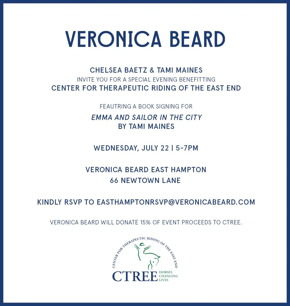 Veronica Beard invites you to shop to benefit CTREE on July 22, 2026, 5-7pm at 66 Newtown Lane in East Hampton, NY. 15% of proceed to CTREE.