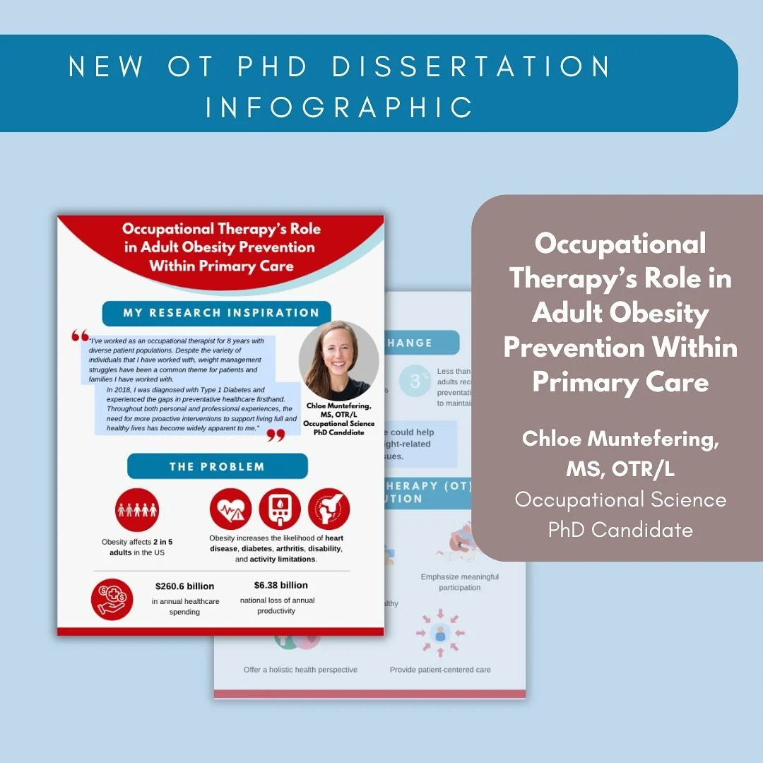This infographic was created based on the work of Chloe Muntefering, MS, OTR/L, Occupational Science PhD Candidate&rsquo;s research dissertation. 

The pdf includes:

💡 Inspiration of Chloe&rsquo;s research 
🏥 The need for change with the current m