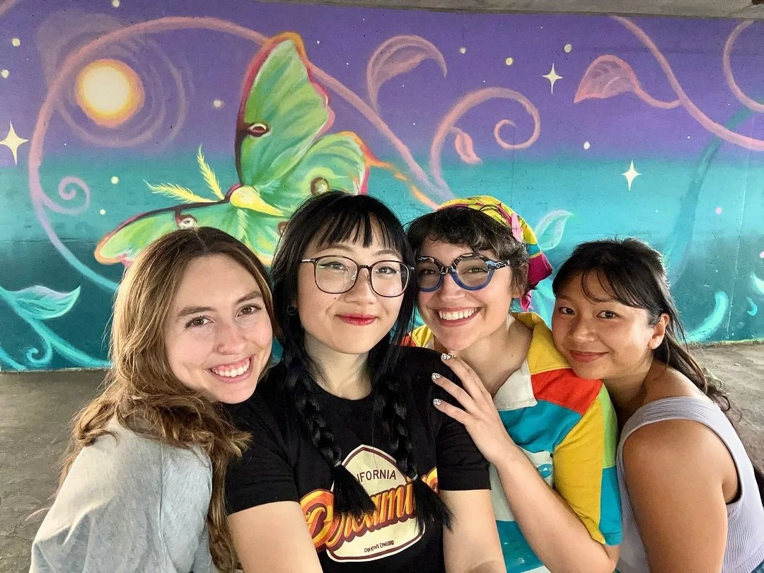 ➡️&bull; @carmynnz Behind the scenes of &ldquo;Ad meliora&rdquo; 🦋 

My friends and I completed a mural at the Brenden Theatre parking garage! It was an incredible experience to collaborate on the design and complete a mural using spray paint for th