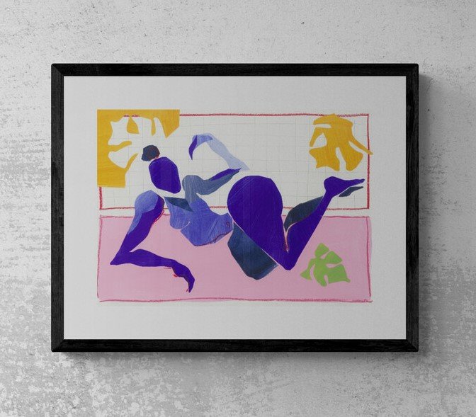Reclining Blue black frame with mount.jpg