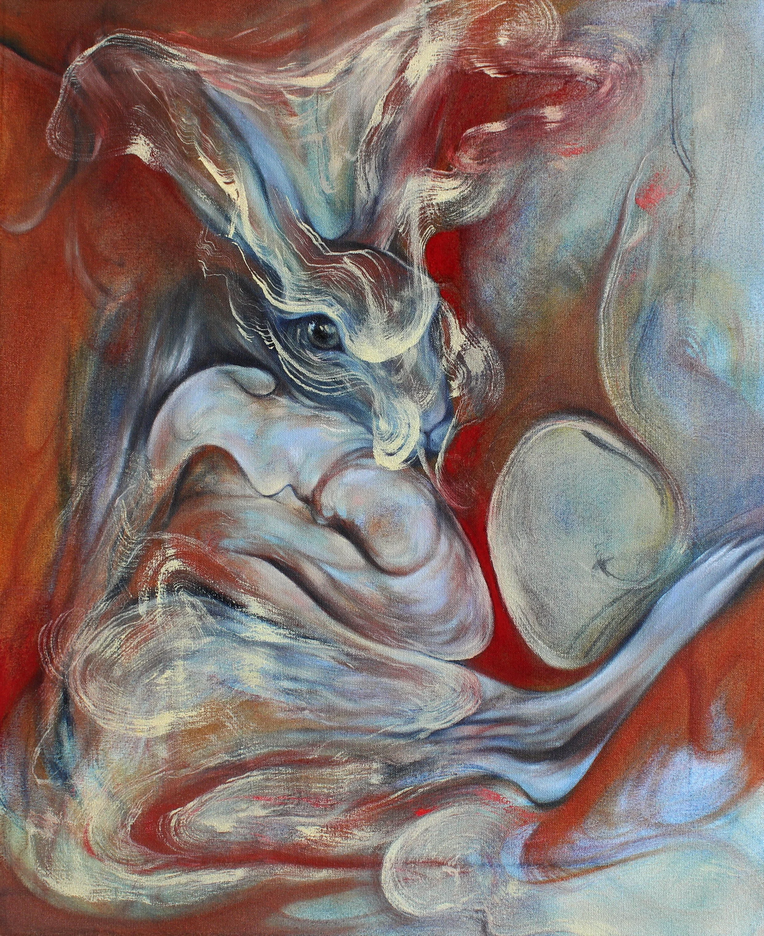 My Own Witness. Oil paint and soft pastel on canvas, 46x56cm, 2026.