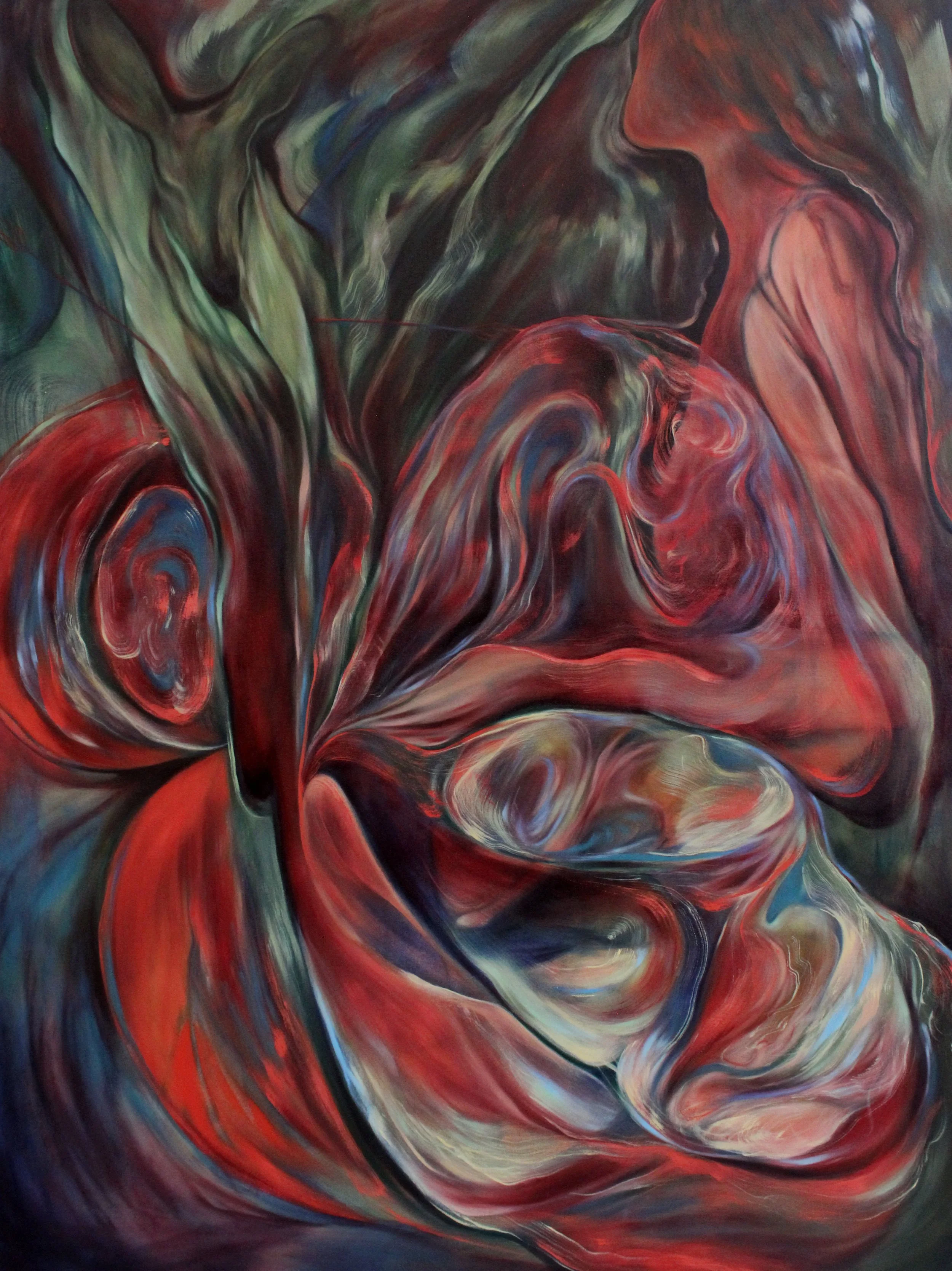 I Want to Drop Into the Earth and Become a Well. Oil on canvas, 91x122cm, 2026.