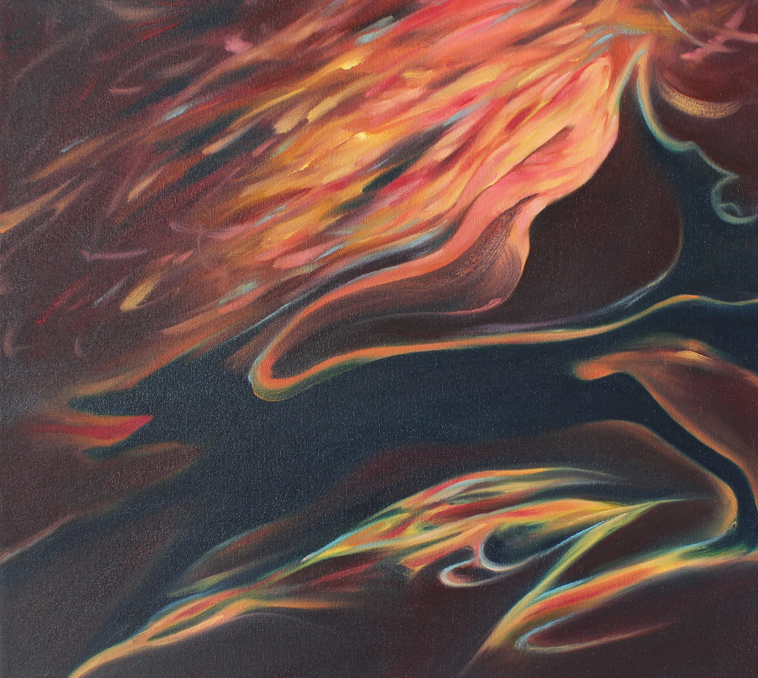Held With Blazing Claws. Oil on canvas, 46x51cm, 2024.