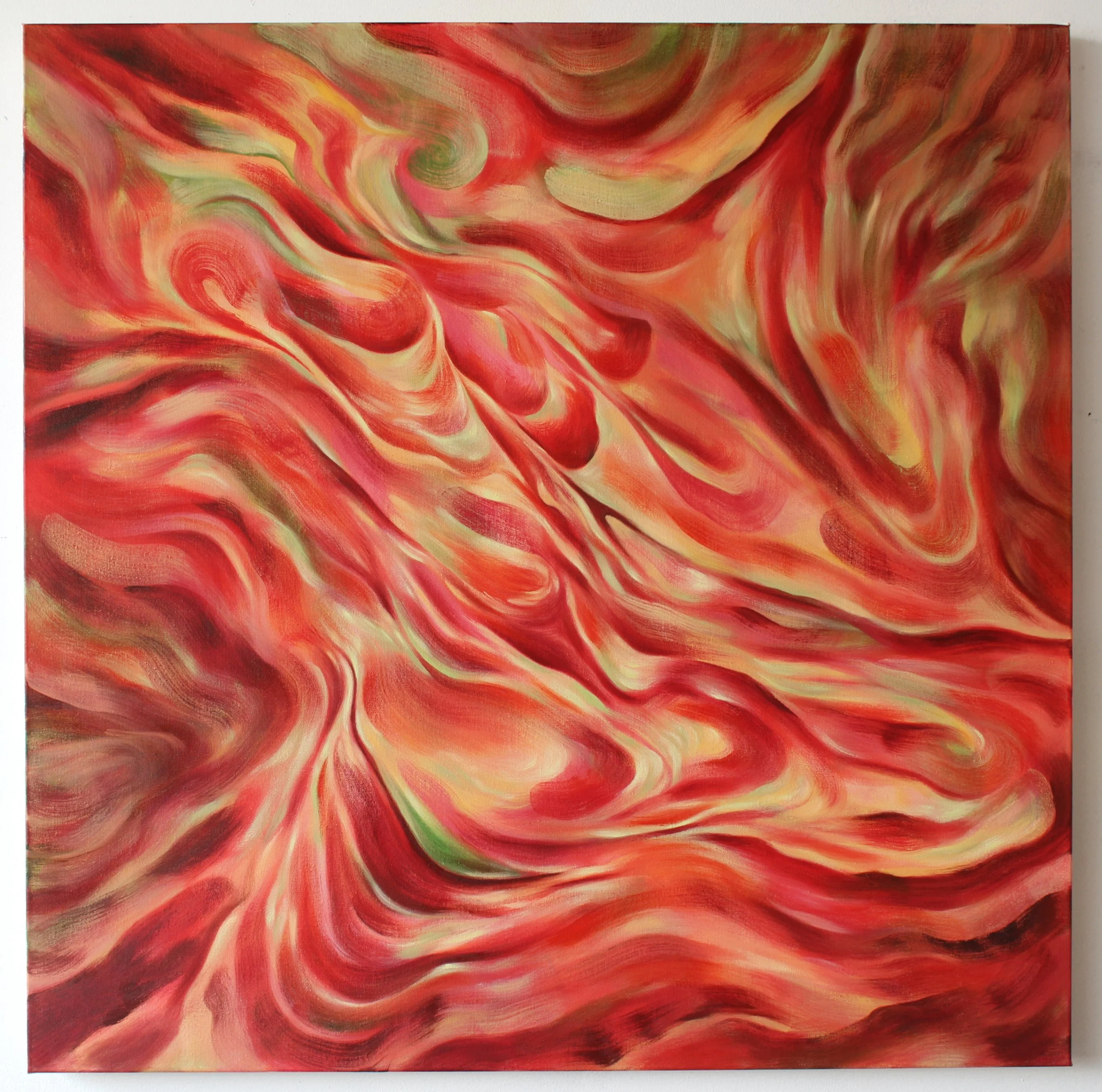 Stone Thoughts Carved Into Water. Oil on canvas, 100x100cm, 2023.