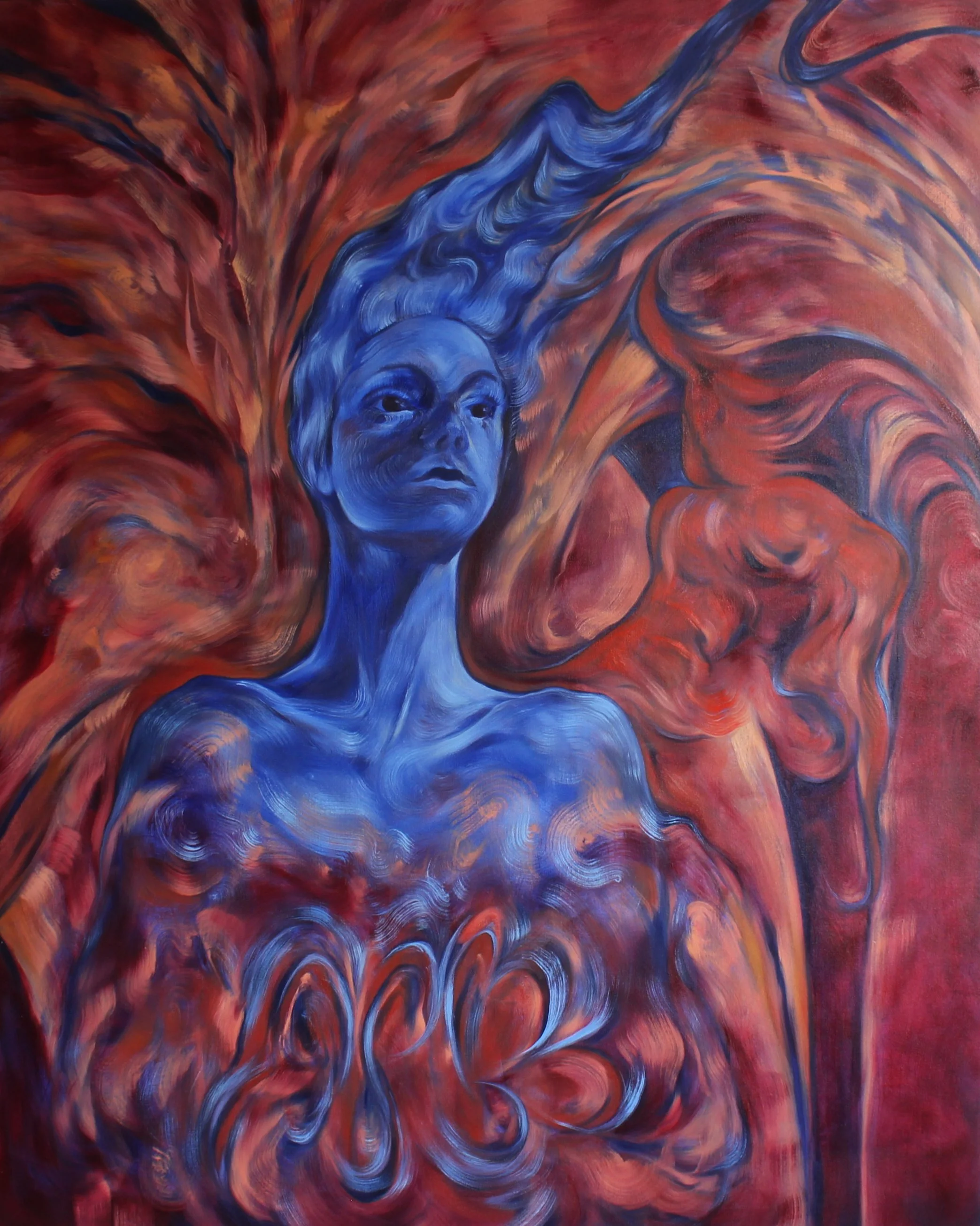 Visions of Us in the Walls. Oil on canvas, 152x122cm, 2025. In a private collection.