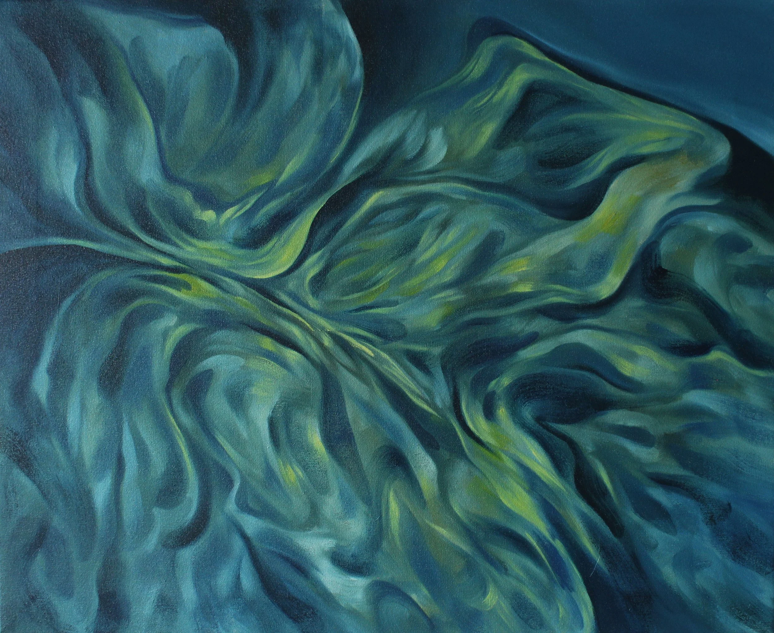 I'll Reveal Myself in the Folds. Oil on canvas, 62x76cm, 2024.