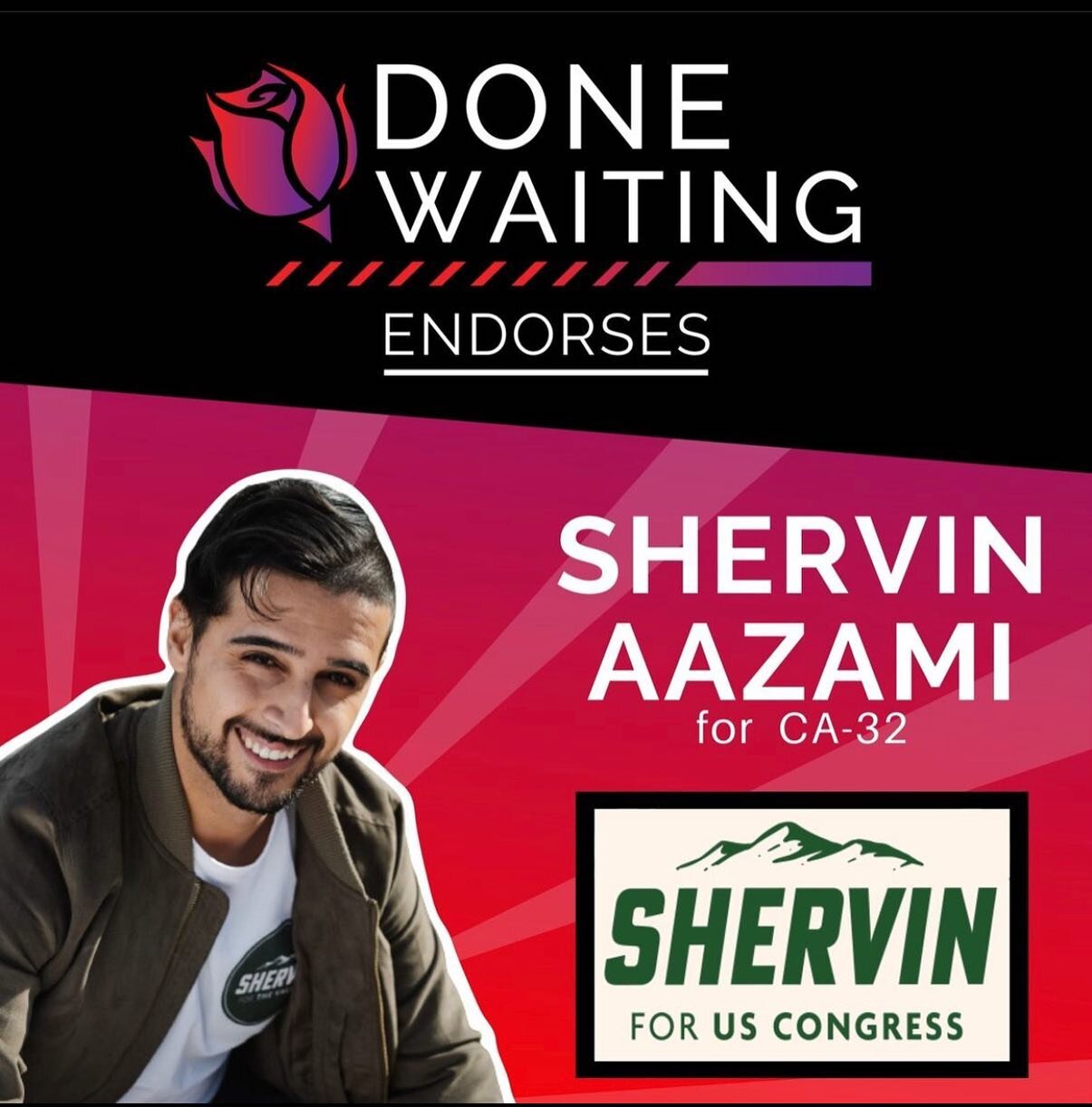 So honored to earn the endorsement of @_donewaiting_ for our race in CA32! Let&rsquo;s do this y&rsquo;all! 

#progressive #sanfernandovalley #ca32