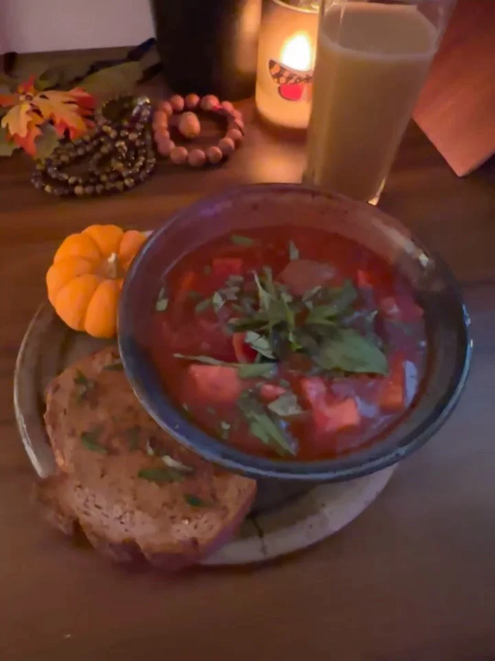 It’s hygge season. Did I mention October is my birth month? Autumn is reminding us to make soups with beets from our garden (borscht originated in Ukraine 🇺🇦) and building fires 🔥 and cuddling up with my beloveds. Gratitude and happiness for