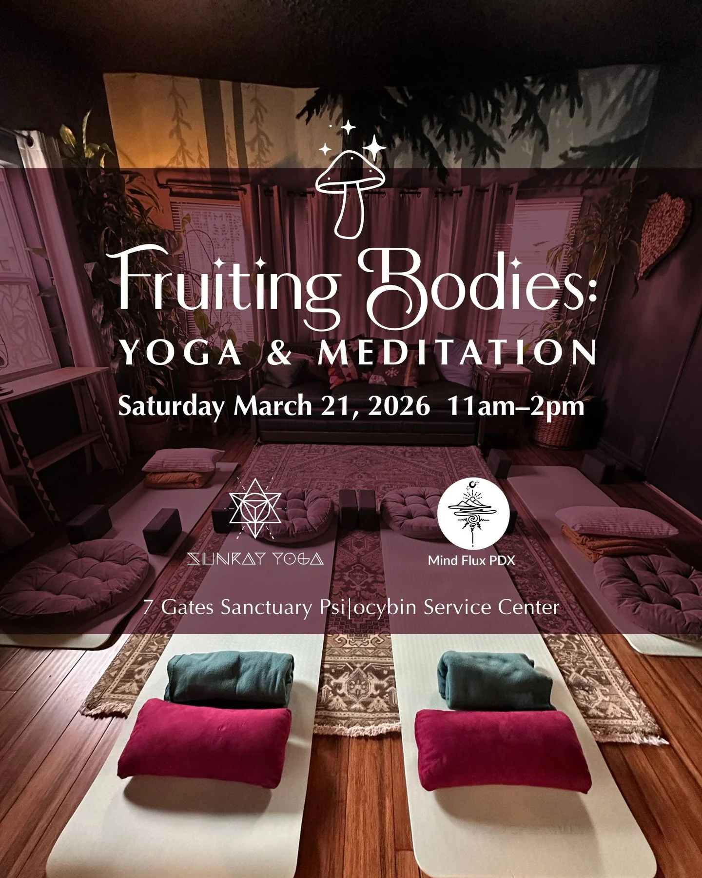Fruiting Bodies Spring Equinox

🌸 What is emerging for you this Spring? Celebrate the Vernal Equinox 🌿 with an intentional low dose mushroom meditation, yoga, and sound scape experience. Inhale possibility&hellip; exhale old stories. Allow yourself