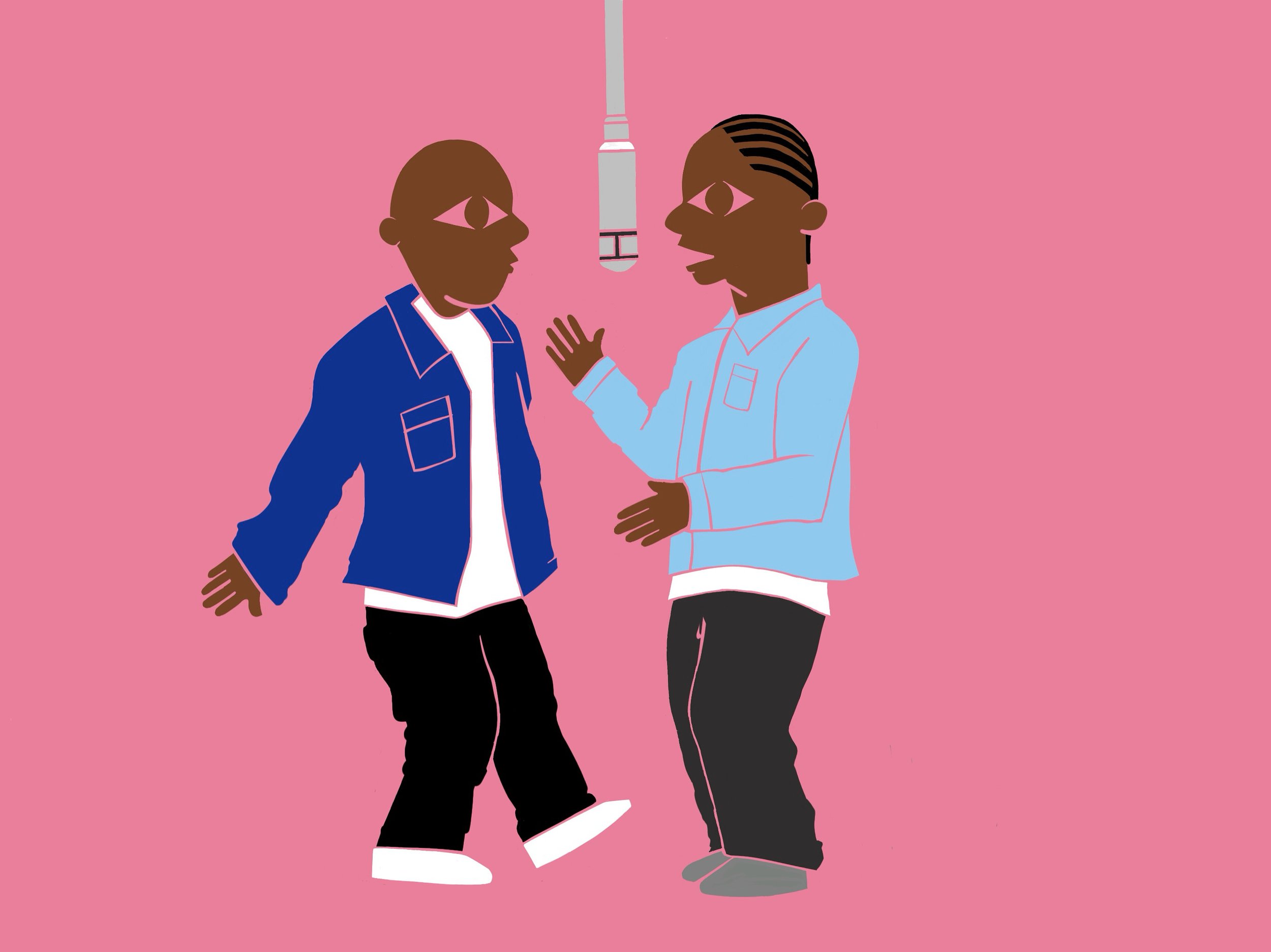 Clipse, Drawing created on iPad using Sketches |"Stylized drawing of hip-hop duo Clipse (Pusha T and Malice), part of my 'CELEBRITY' series, showcasing contemporary pop culture figures."