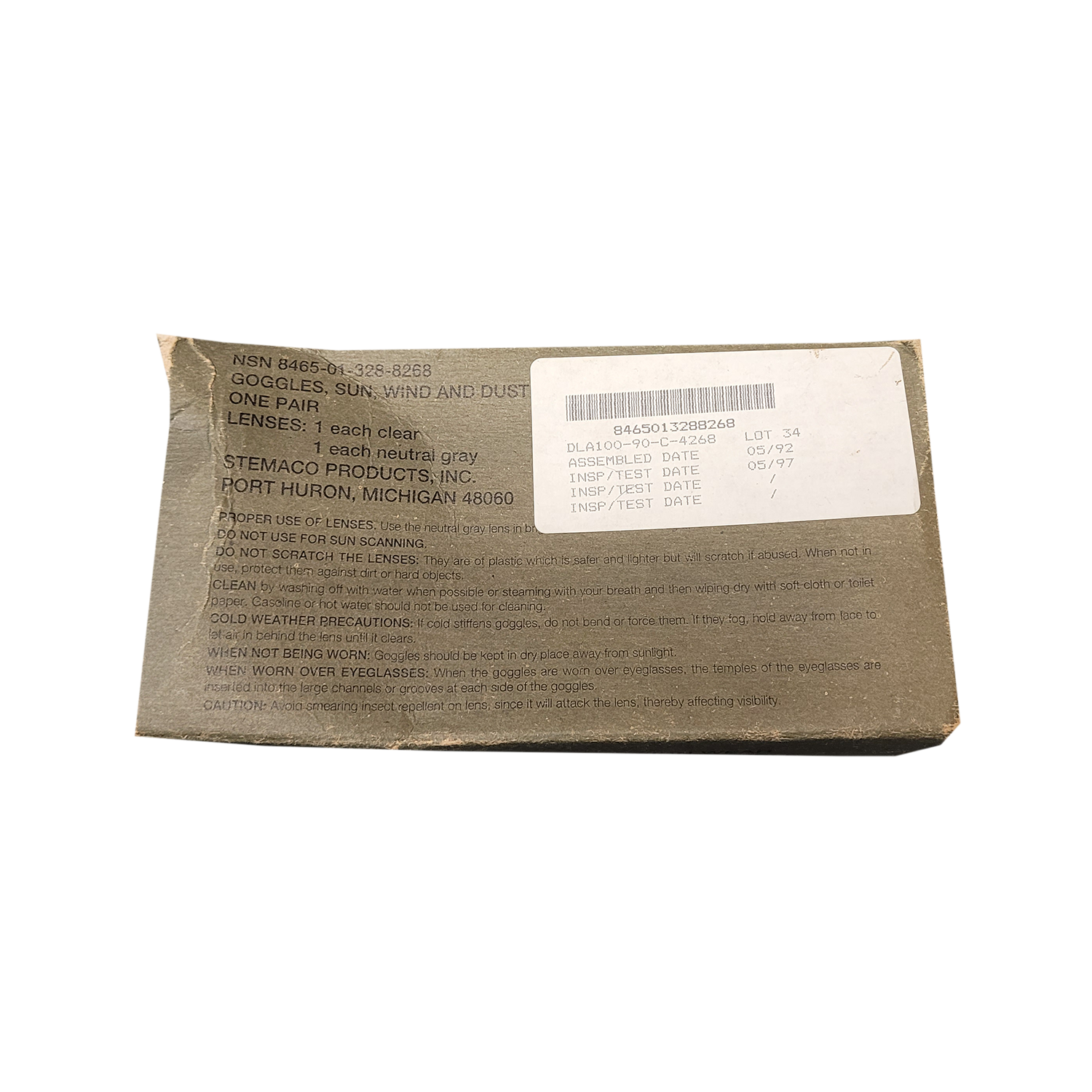 USGI Sun, Dust and Wind Goggles (NOS)