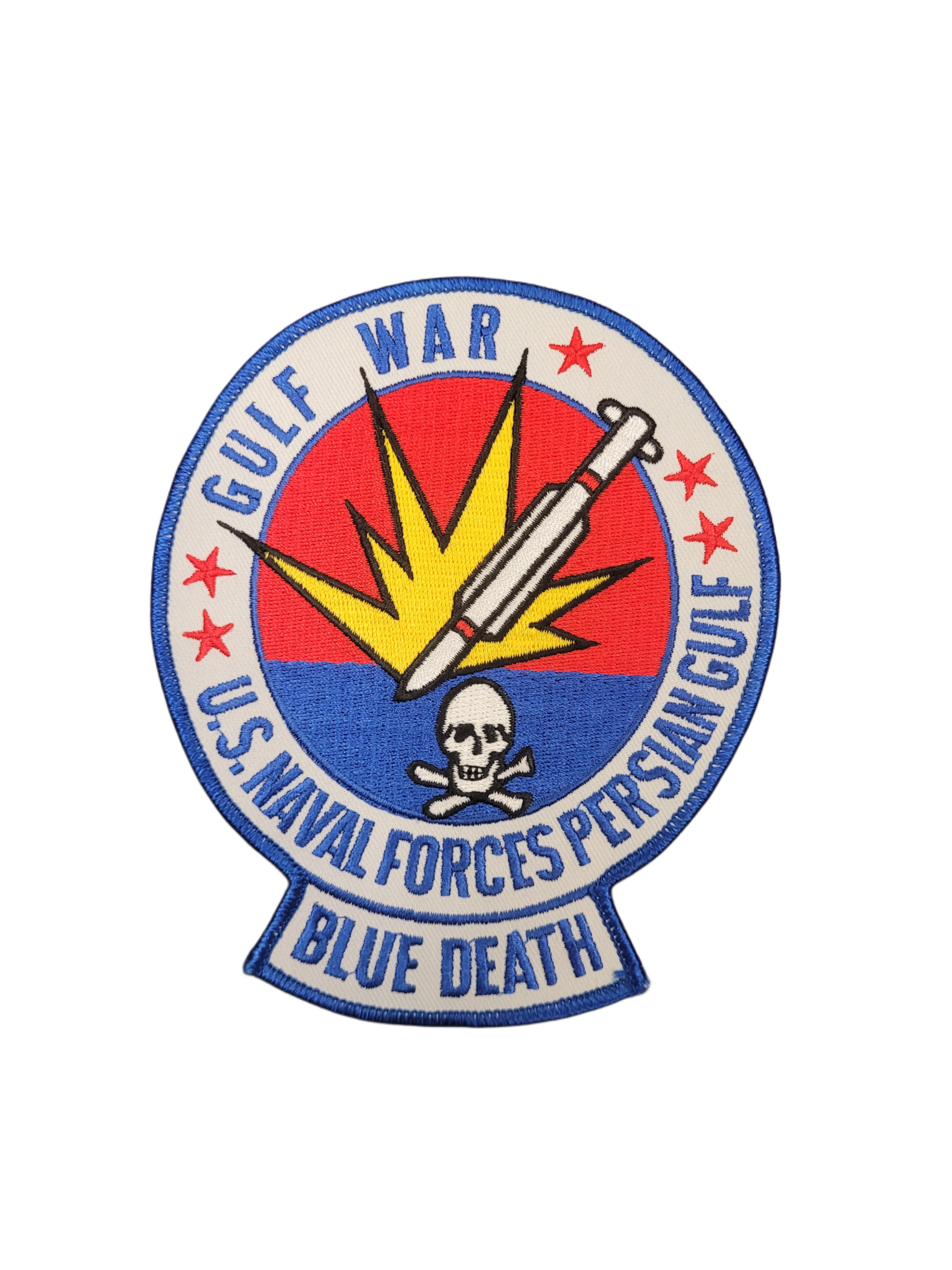 Vintage Blue Death Iron On Patch