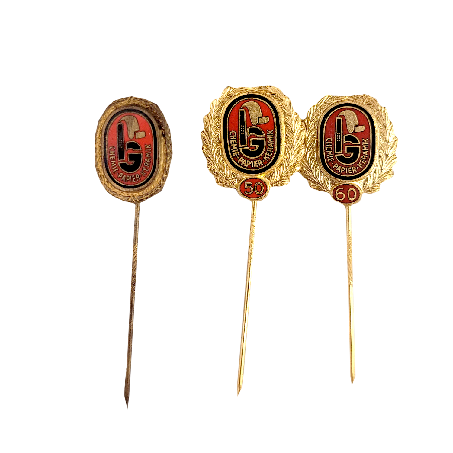 West German Chemical, Paper and Ceramic Union Pins (3 Pack)
