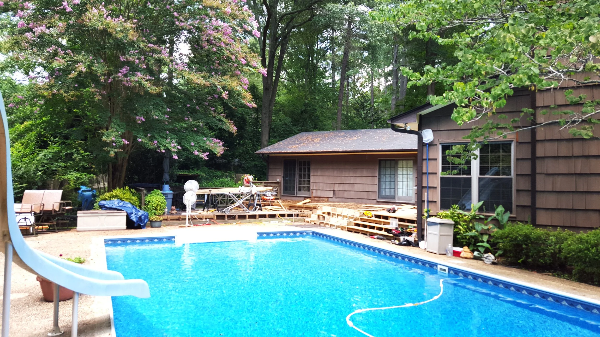 Pool deck during