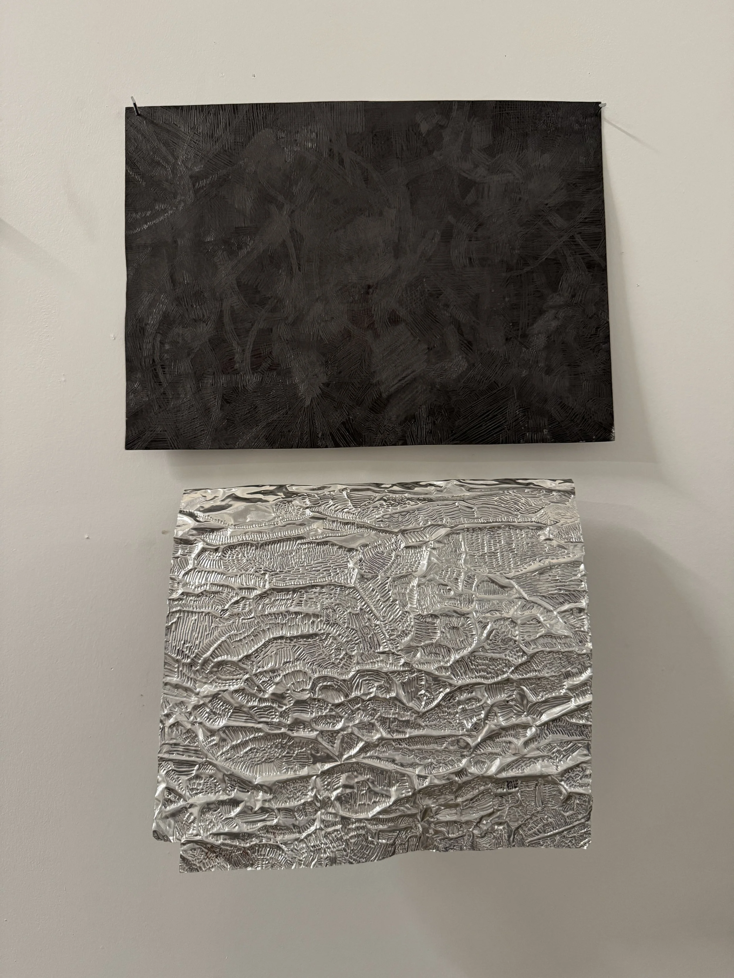 Untitled (2026) juntos, grafite marks, metal sheet.