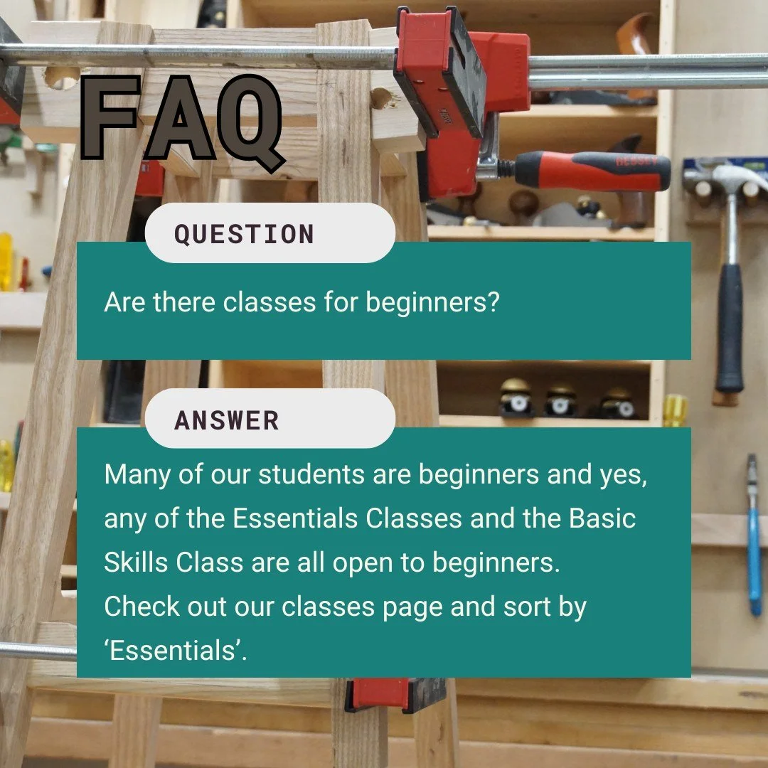 Do you have questions about Edge City Woodworking classes? 

Look no further! Check out our full FAQ page by clicking the link in our bio