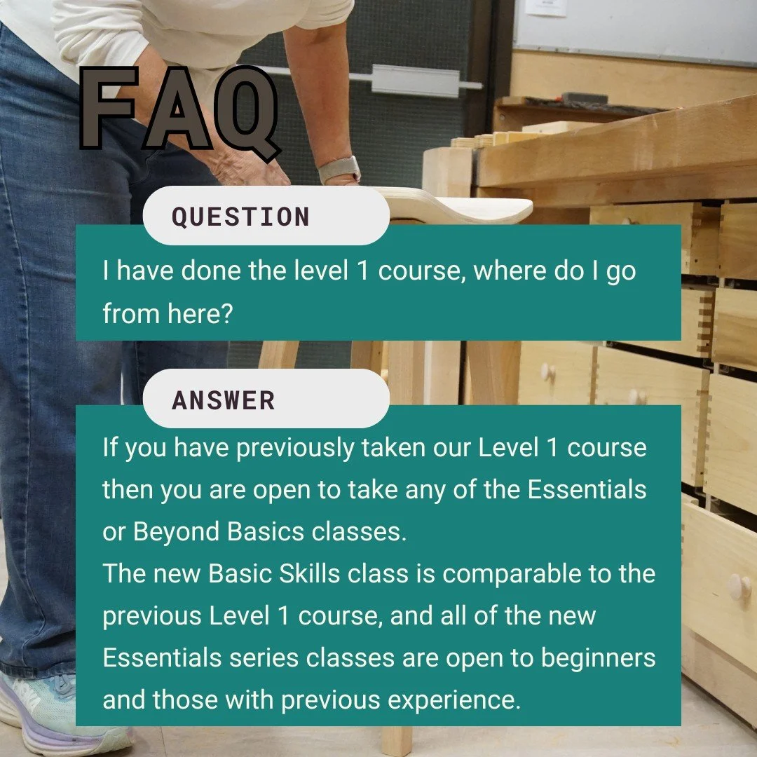 Curious to know more about Edge City Woodworking classes? 

Check out our full FAQ page by clicking the link in our bio