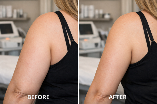 Arm fat dissolving results — upper arms — before & after